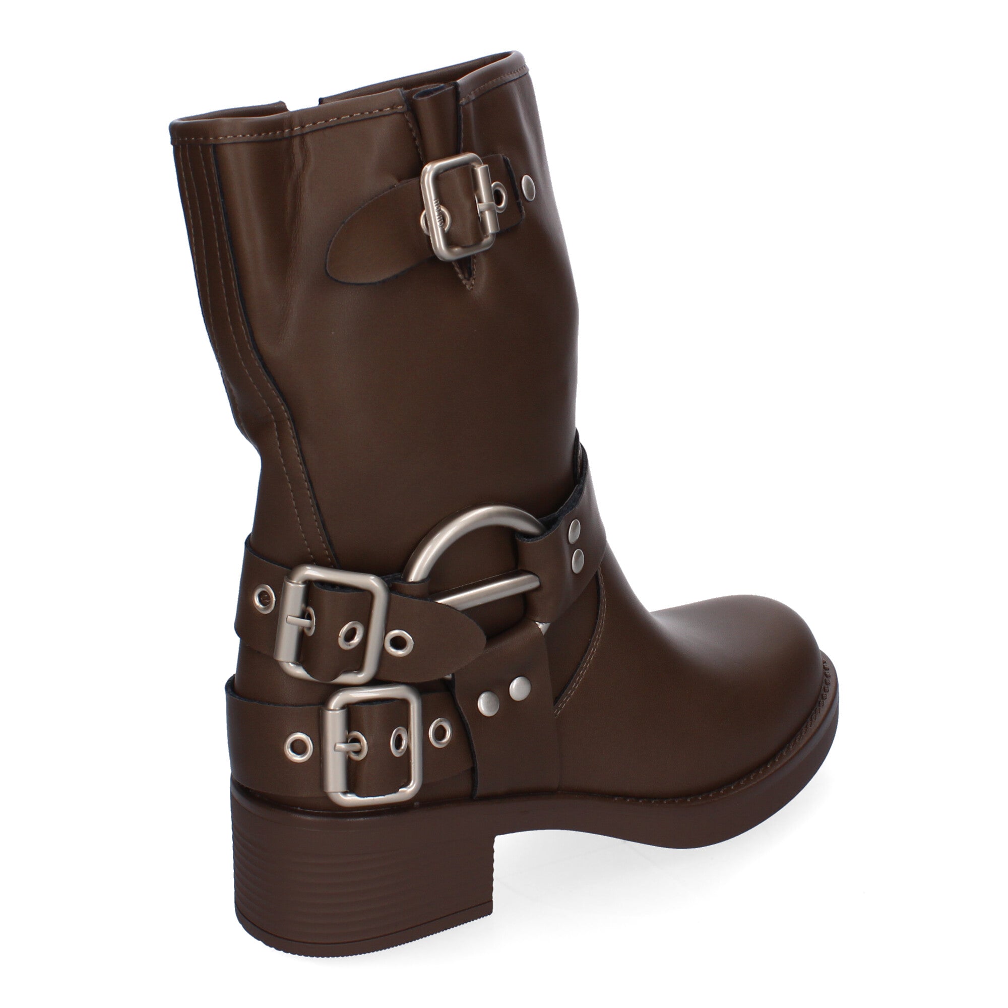 Botines Moteros de Mujer Cómodos y Elegantes con Hebillas y Cremallera Lateral Otoño-Invierno