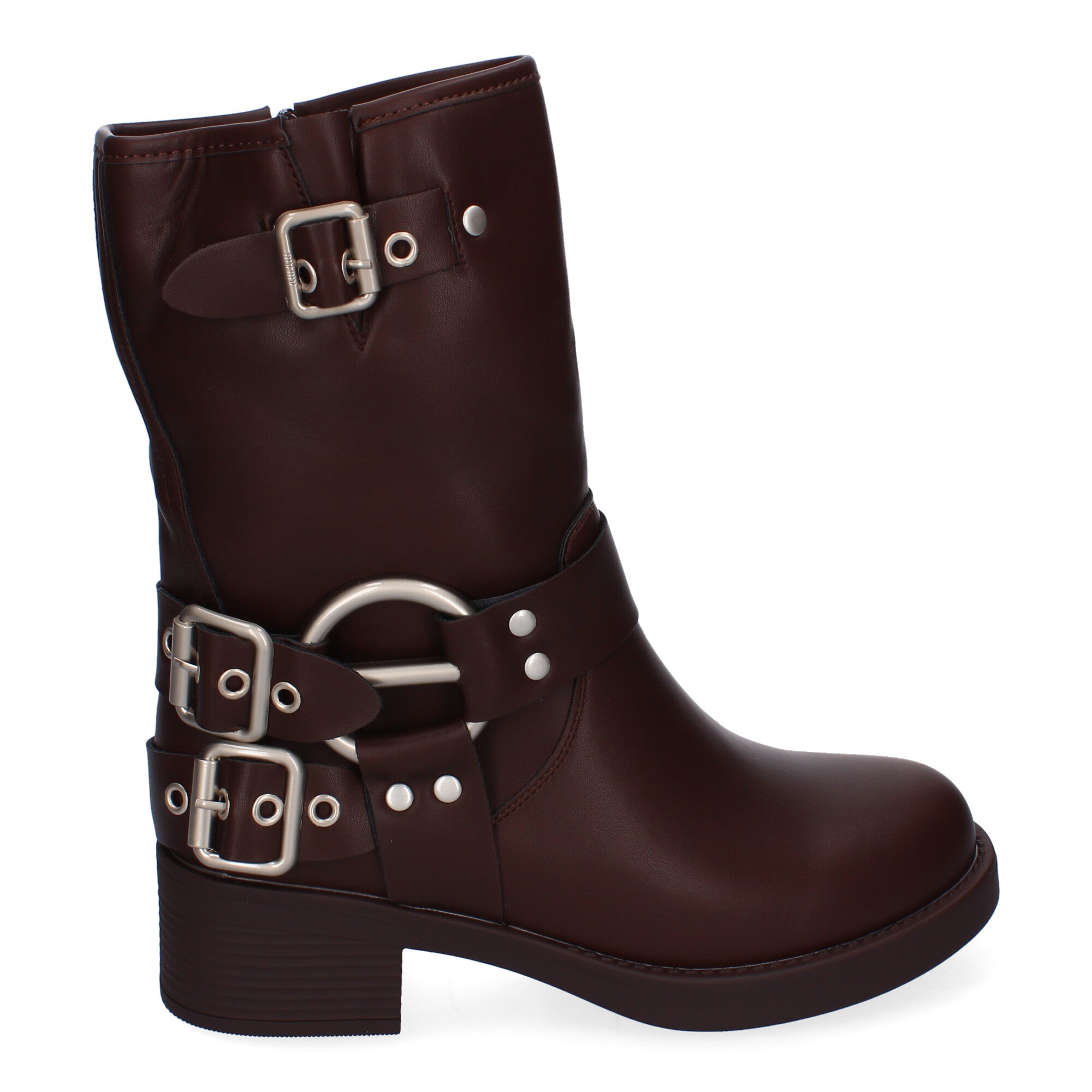 Botines Moteros de Mujer Cómodos y Elegantes con Hebillas y Cremallera Lateral Otoño-Invierno