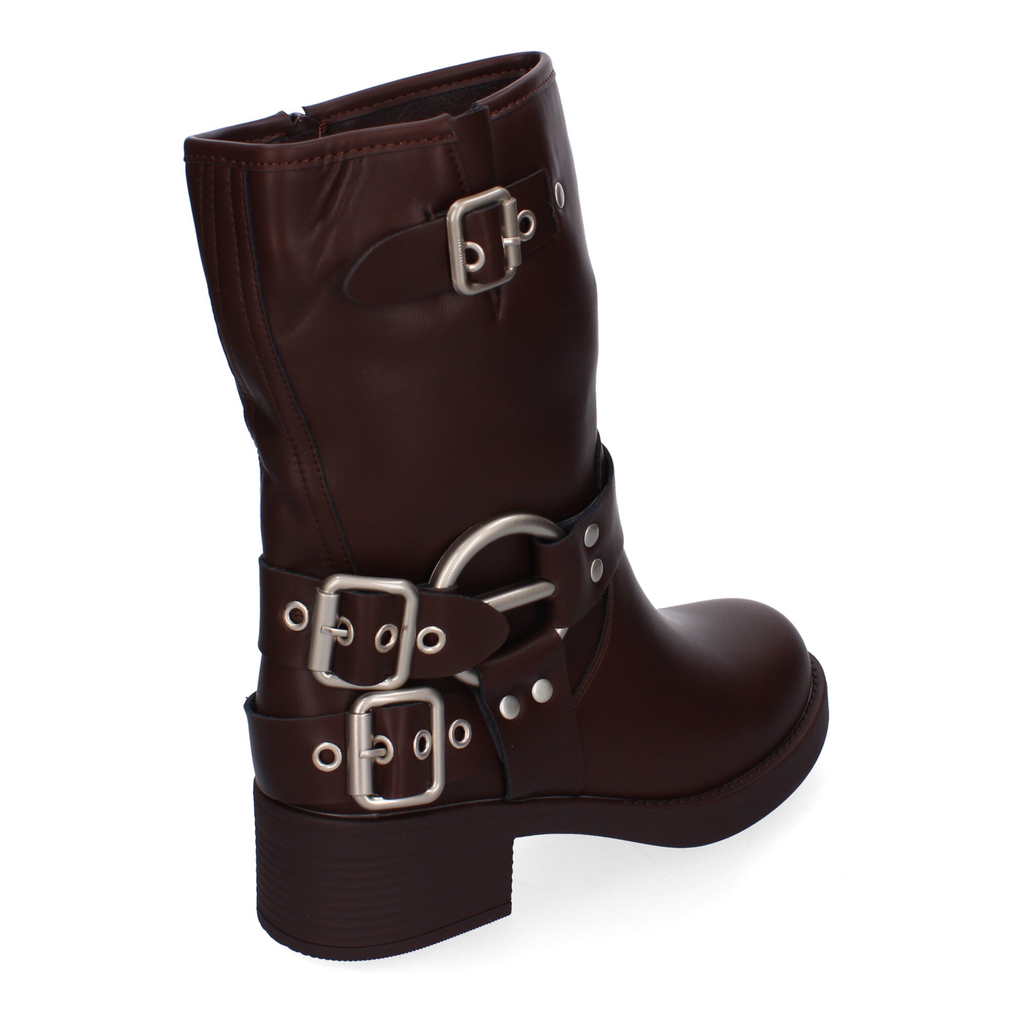 Botines Moteros de Mujer Cómodos y Elegantes con Hebillas y Cremallera Lateral Otoño-Invierno
