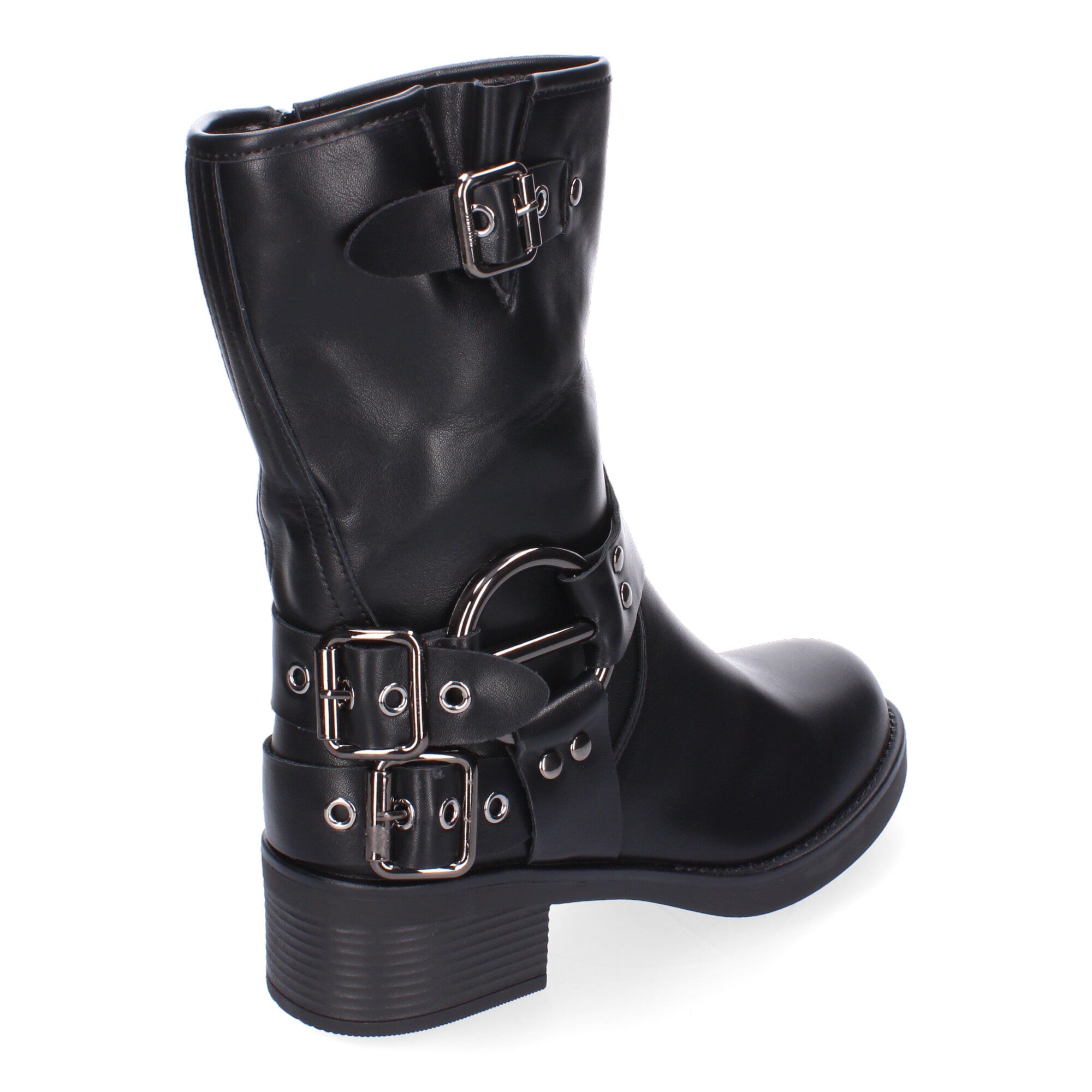 Botines Moteros de Mujer Cómodos y Elegantes con Hebillas y Cremallera Lateral Otoño-Invierno