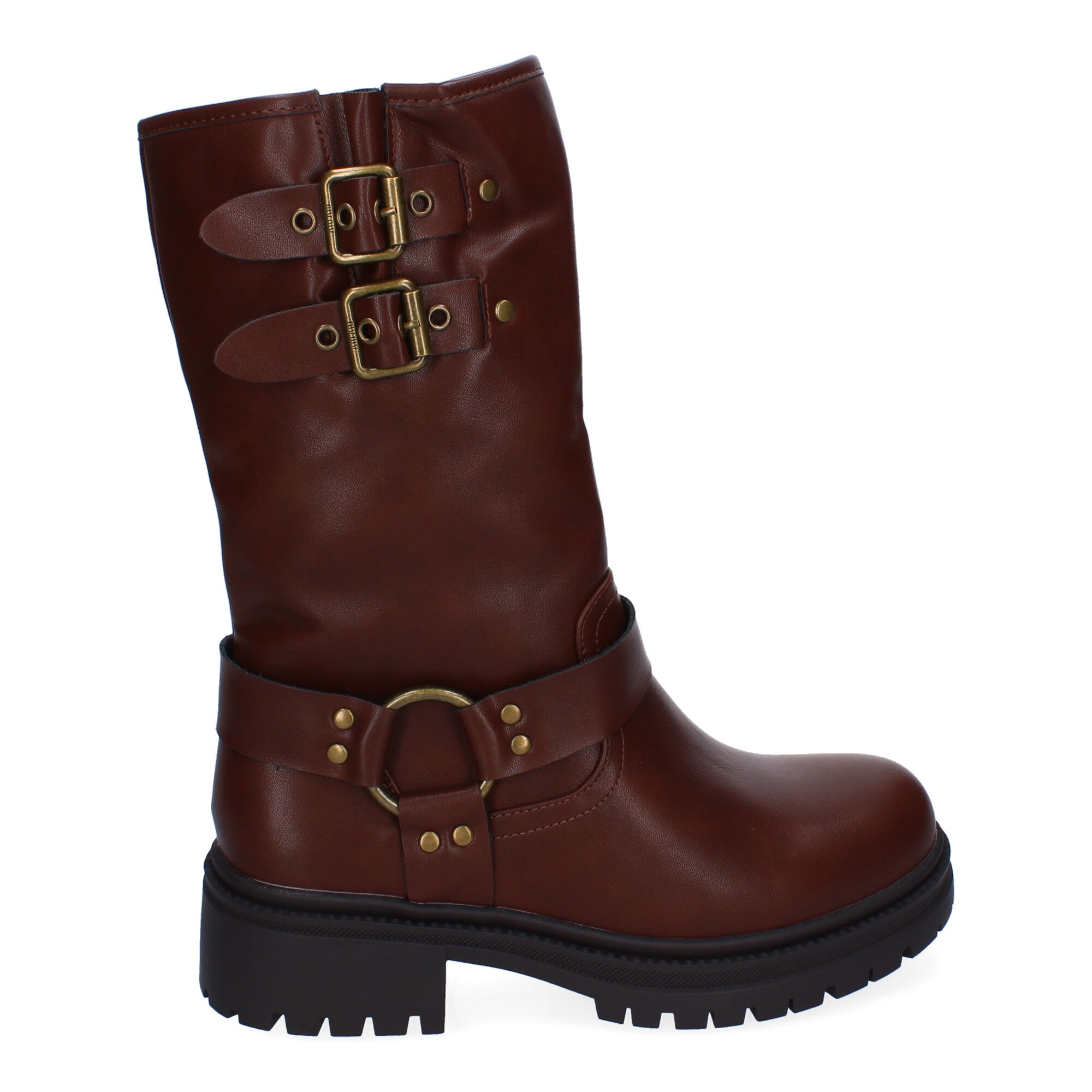 Botas de Tacón para Mujer Estilo Motero con Hebillas Metálicas Otoño Invierno