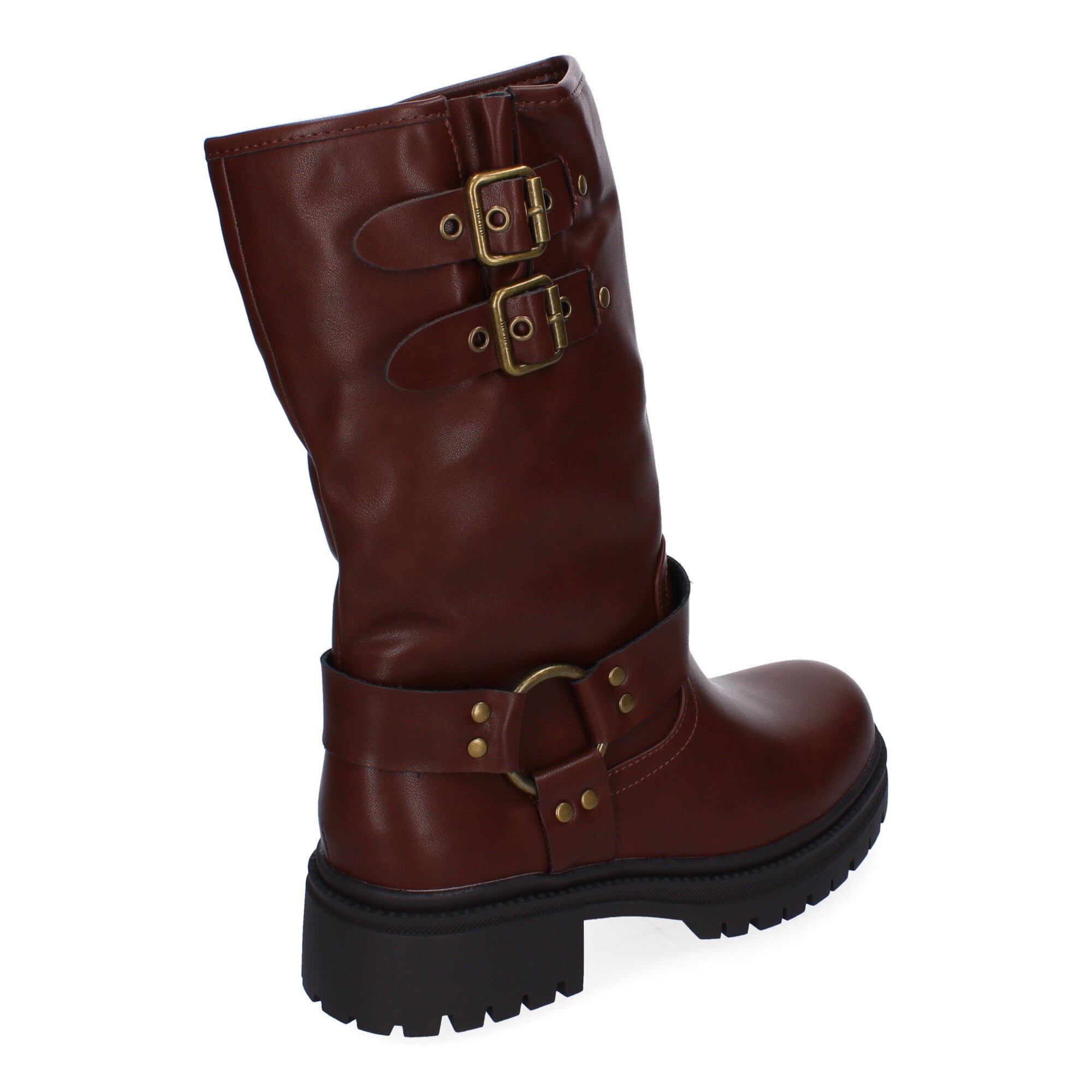 Botas de Tacón para Mujer Estilo Motero con Hebillas Metálicas Otoño Invierno