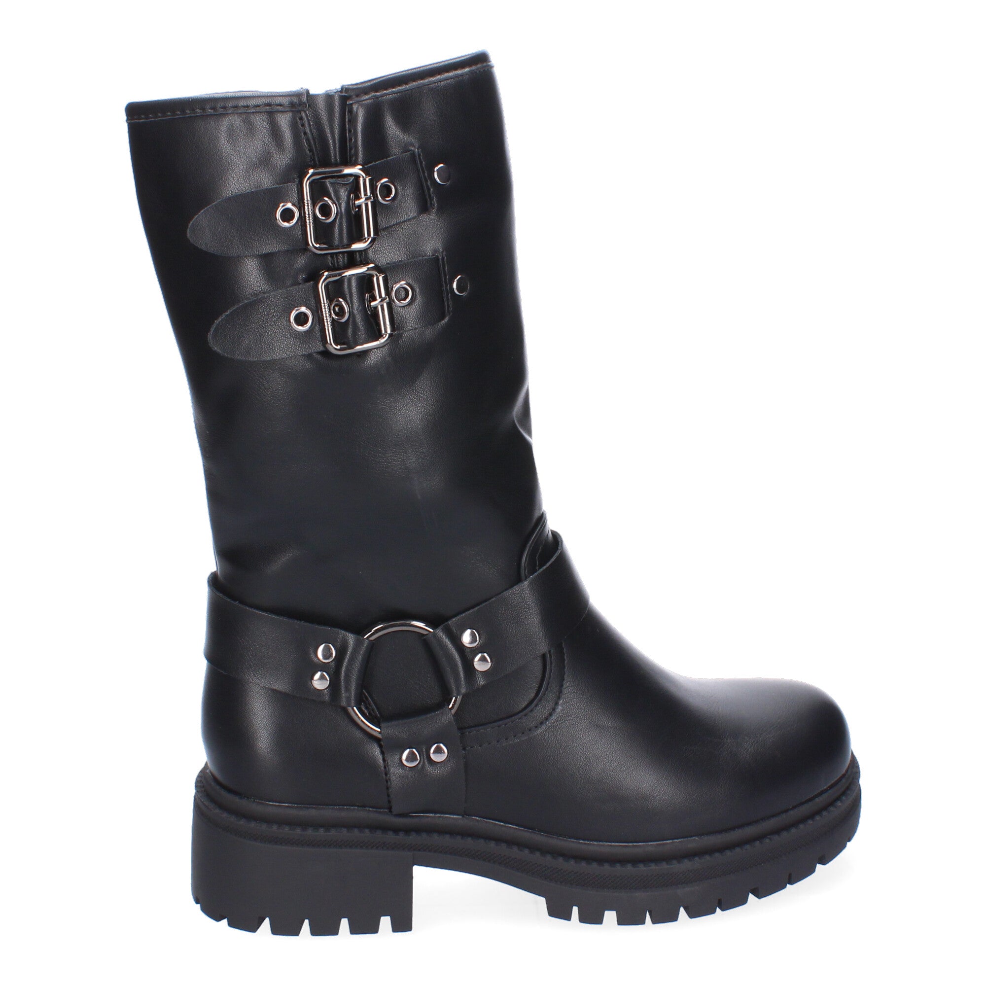 Botas de Tacón para Mujer Estilo Motero con Hebillas Metálicas Otoño Invierno