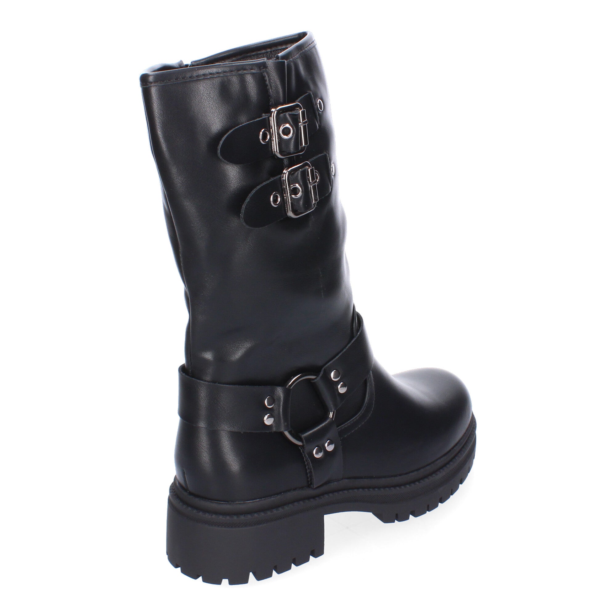 Botas de Tacón para Mujer Estilo Motero con Hebillas Metálicas Otoño Invierno