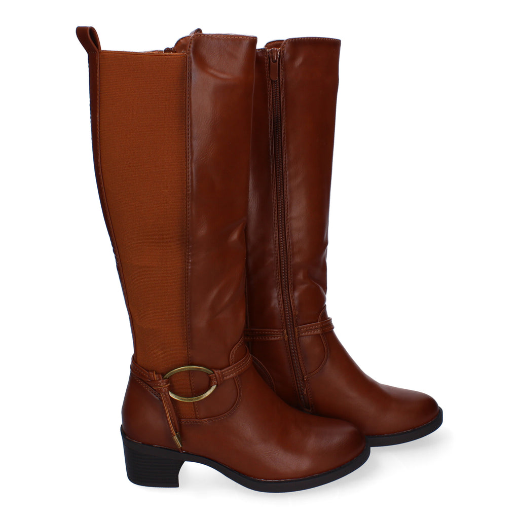 Botas de Tacón para Mujer Cómodas y Elegantes con Hebilla y Cremallera Lateral