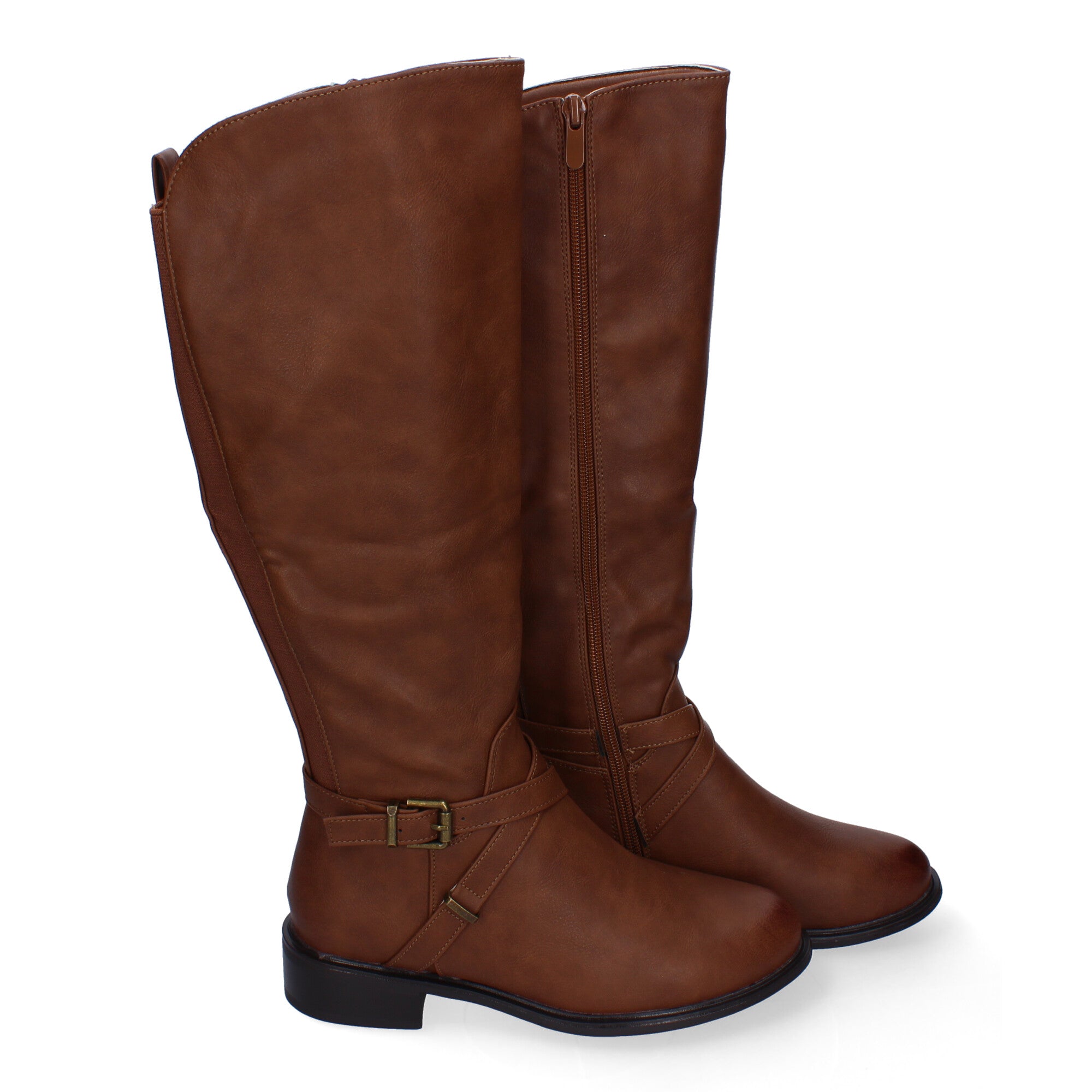 Botas de Tacón para Mujer Cómodas y Elegantes con Hebilla y Cremallera Lateral