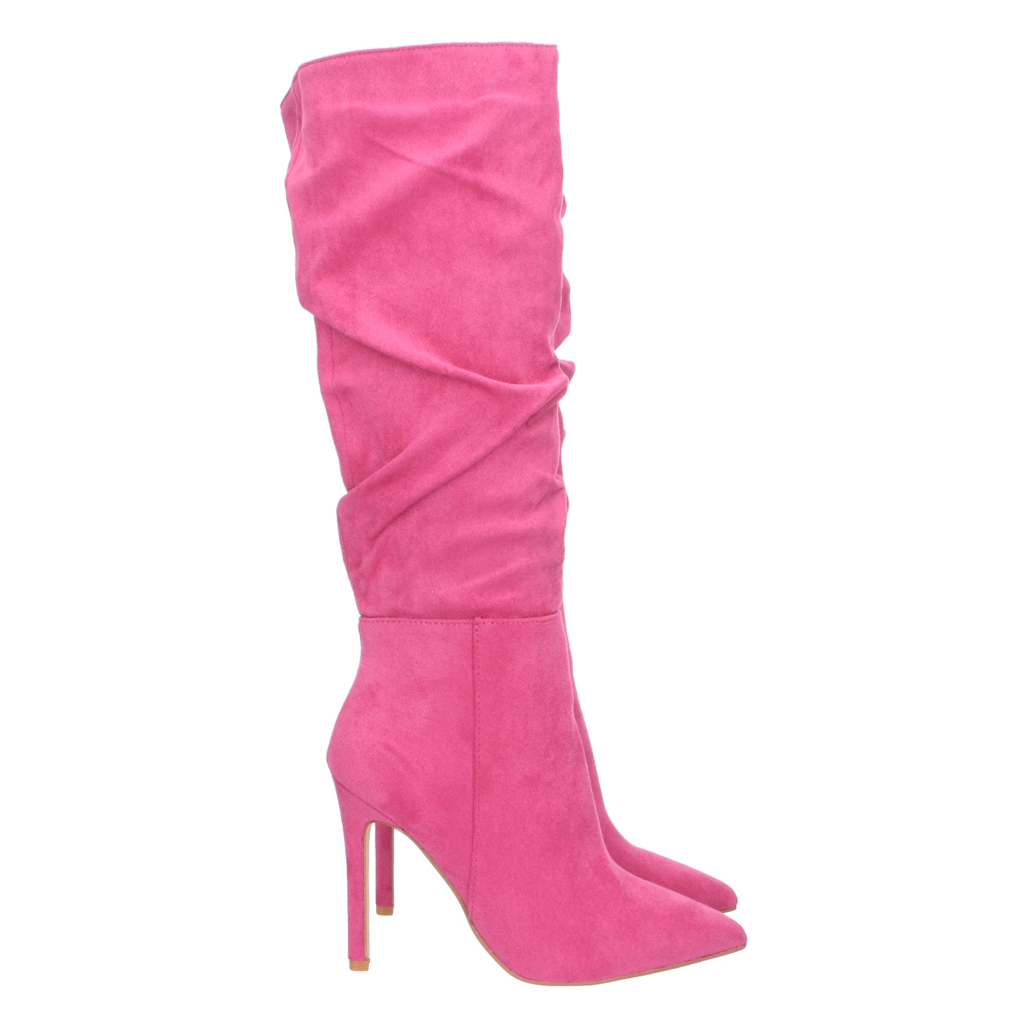 Bota de Tacón Fino para Mujer con Punta Fina y Caña Arrugada