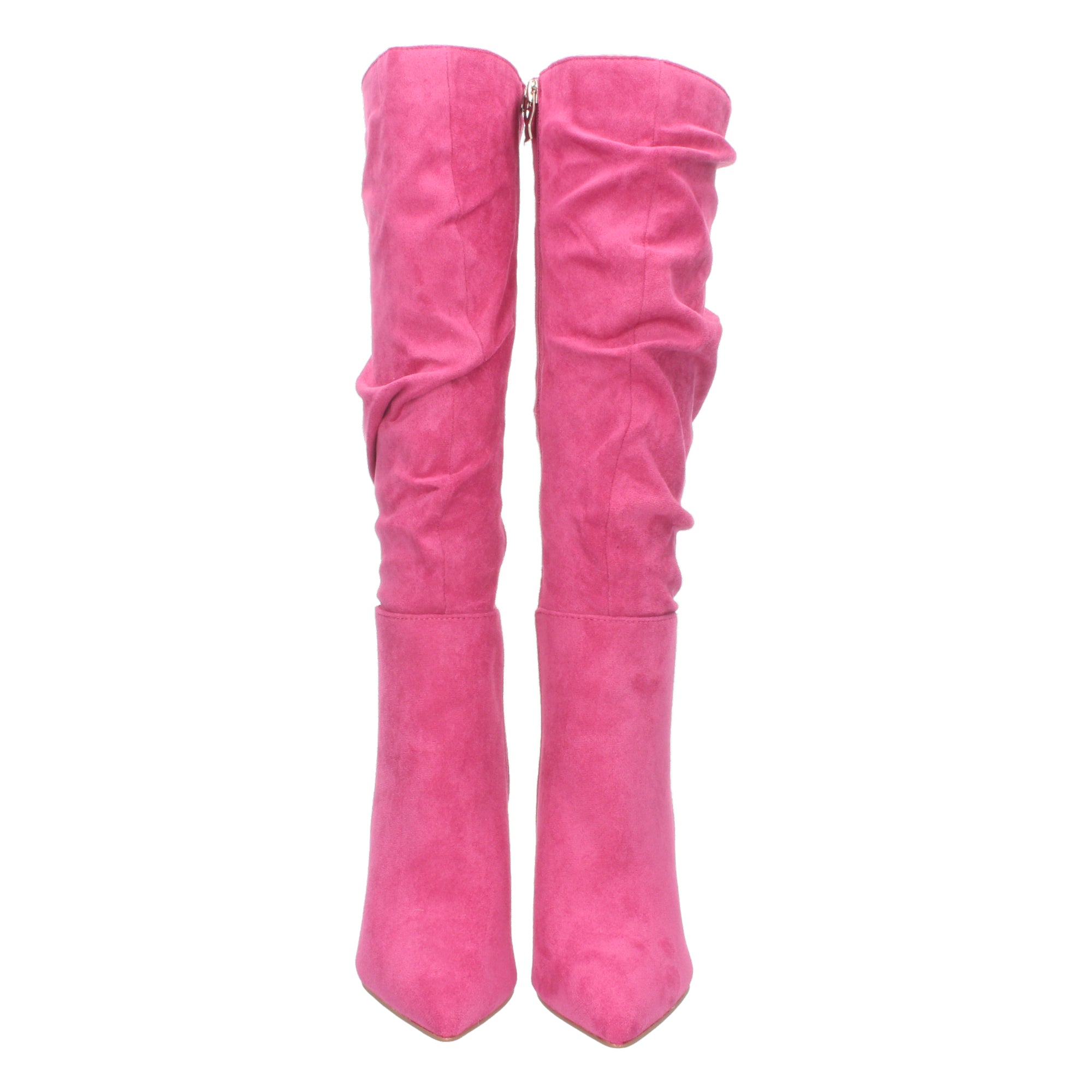 Bota de Tacón Fino para Mujer con Punta Fina y Caña Arrugada