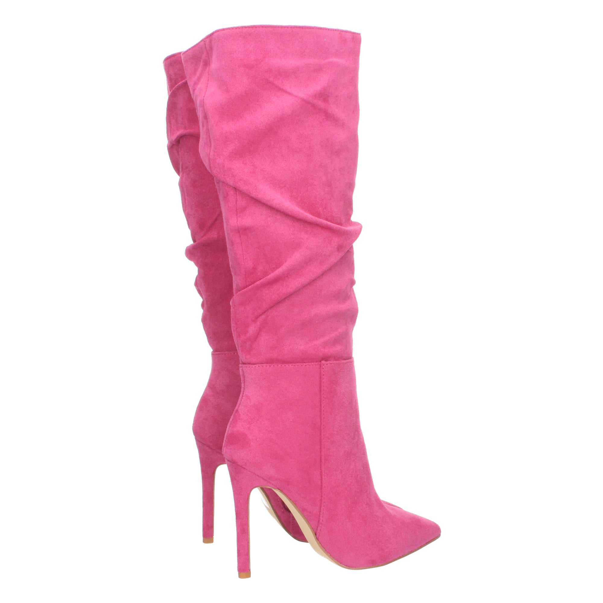 Bota de Tacón Fino para Mujer con Punta Fina y Caña Arrugada