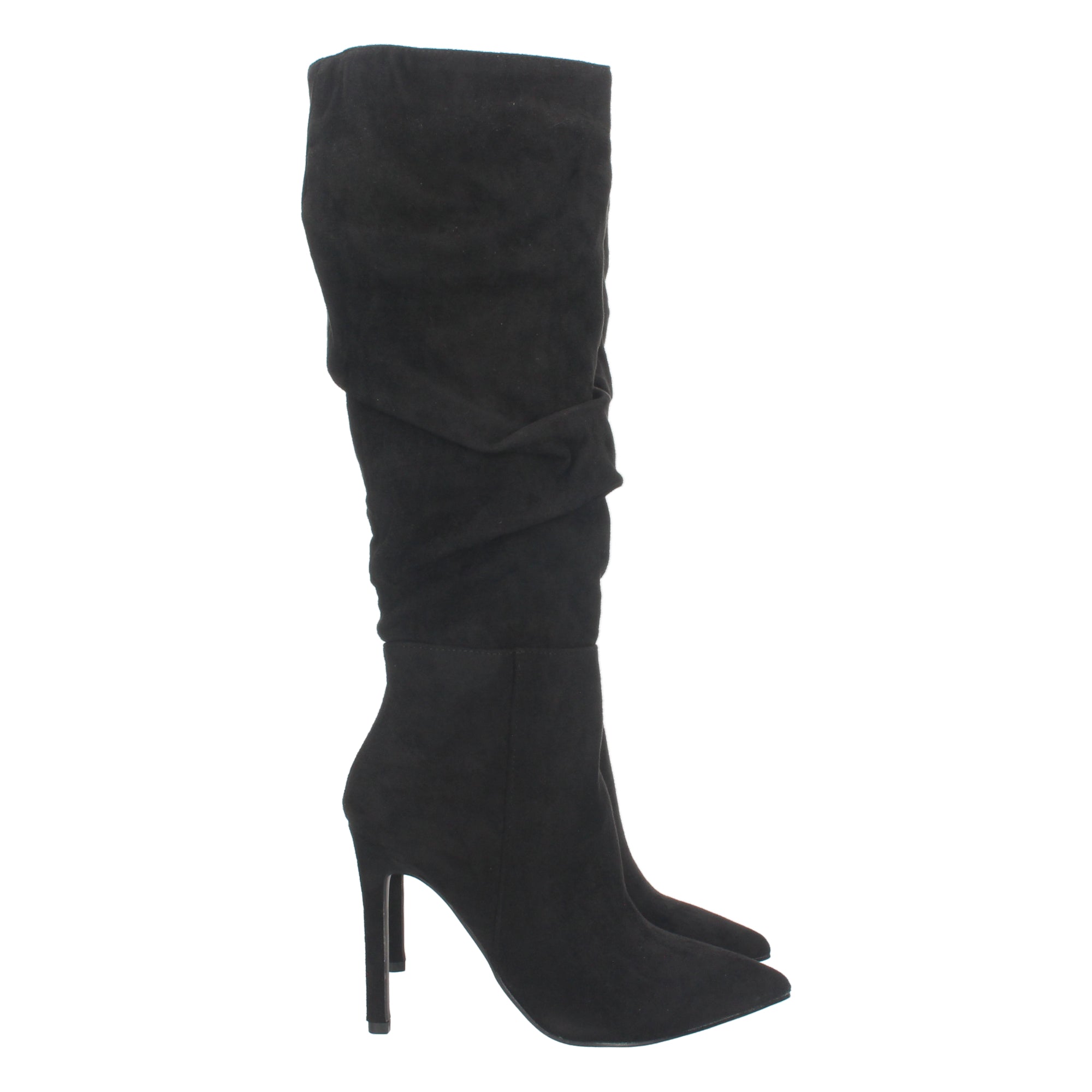 Bota de Tacón Fino para Mujer con Punta Fina y Caña Arrugada