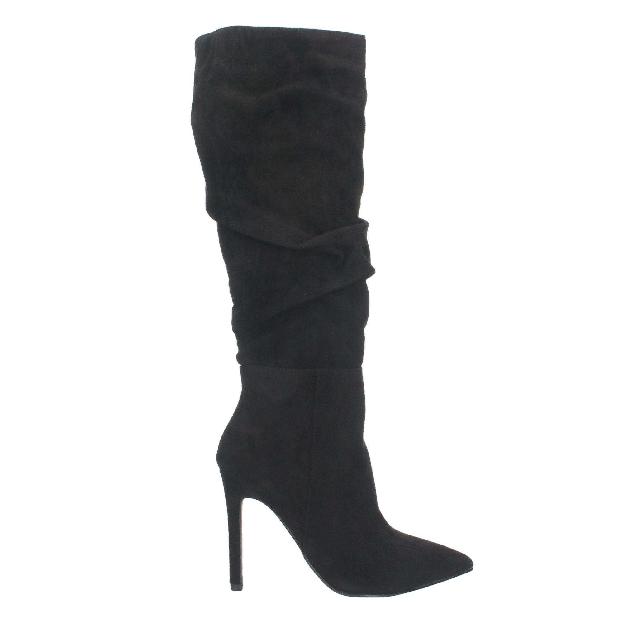 Bota de Tacón Fino para Mujer con Punta Fina y Caña Arrugada