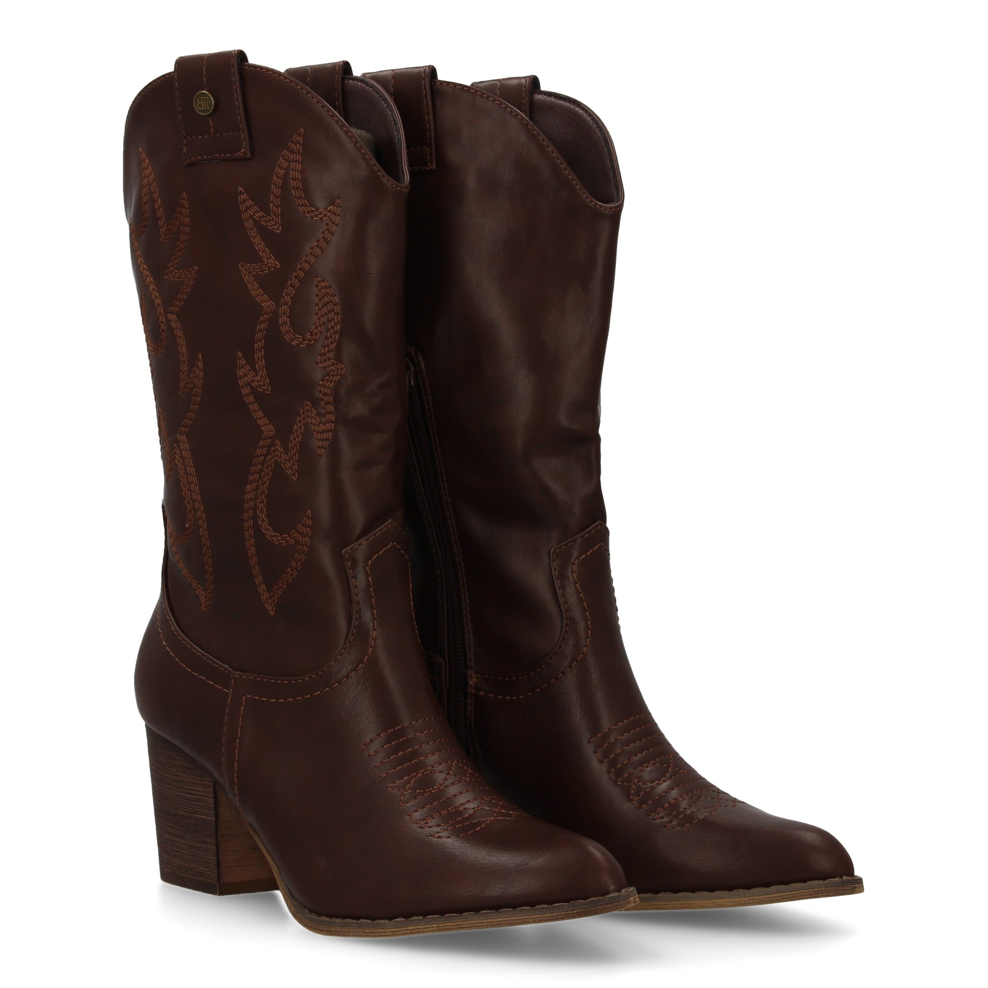 bota estilo western acabado liso bordados decorativos en la caña.