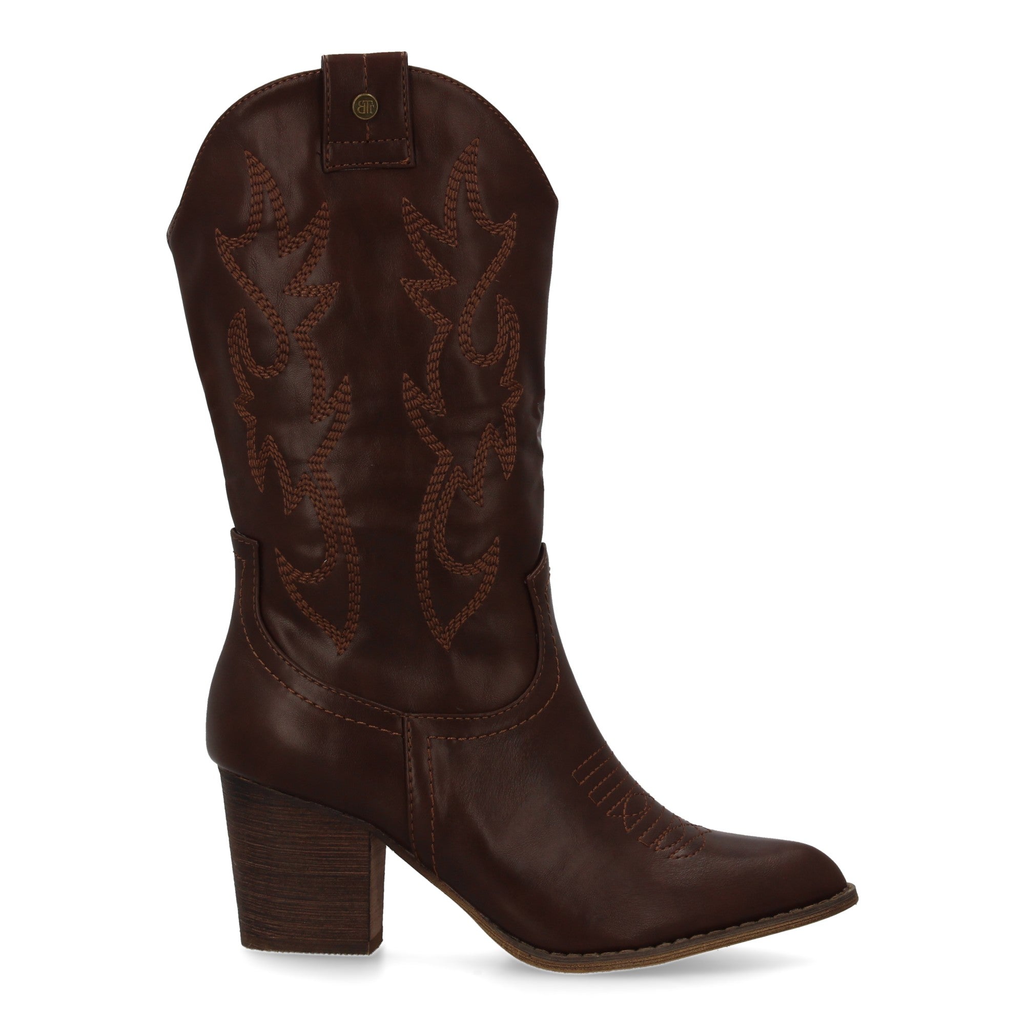 bota estilo western acabado liso bordados decorativos en la caña.