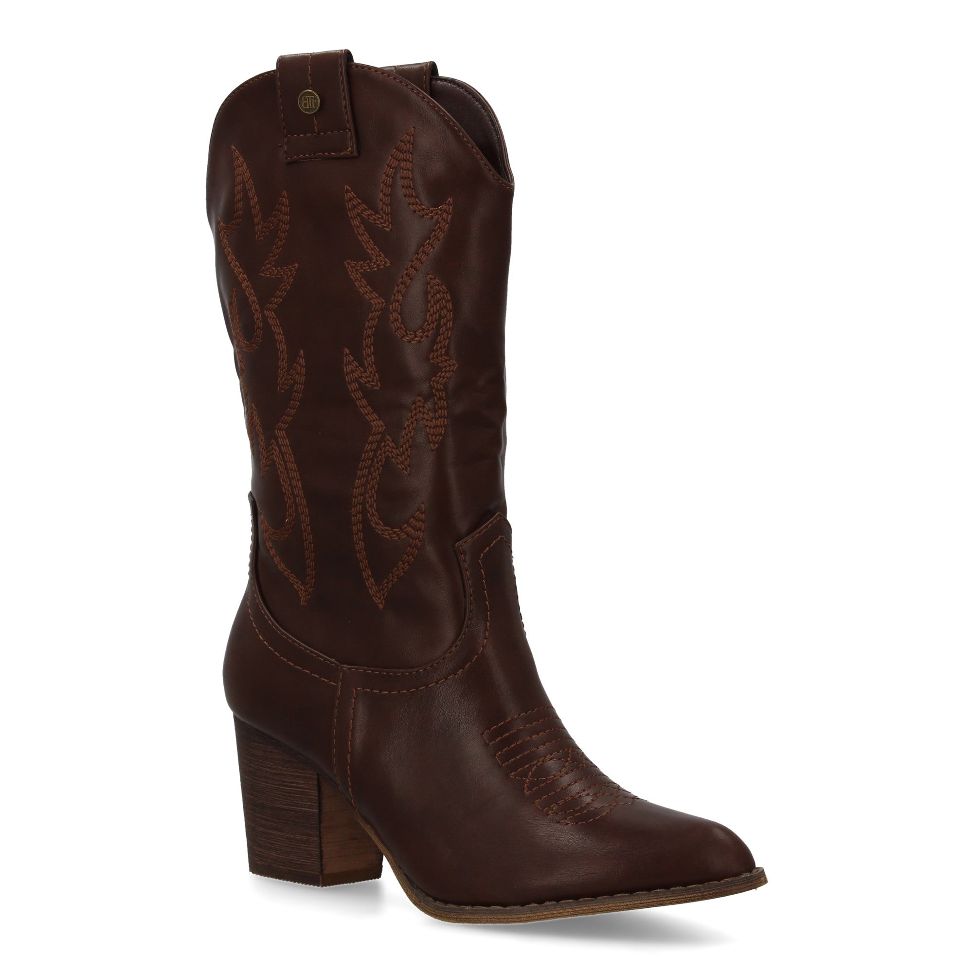 bota estilo western acabado liso bordados decorativos en la caña.