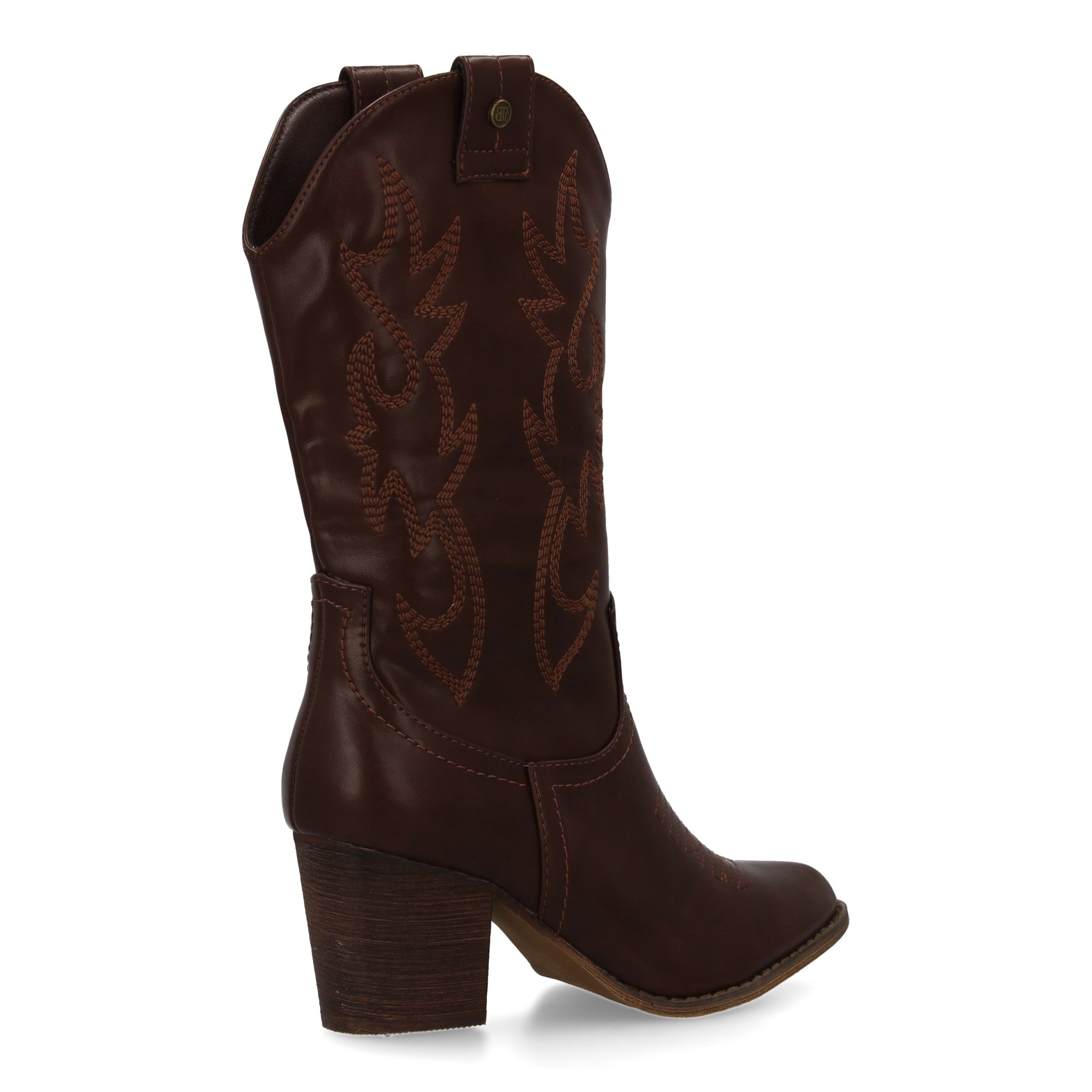 bota estilo western acabado liso bordados decorativos en la caña.