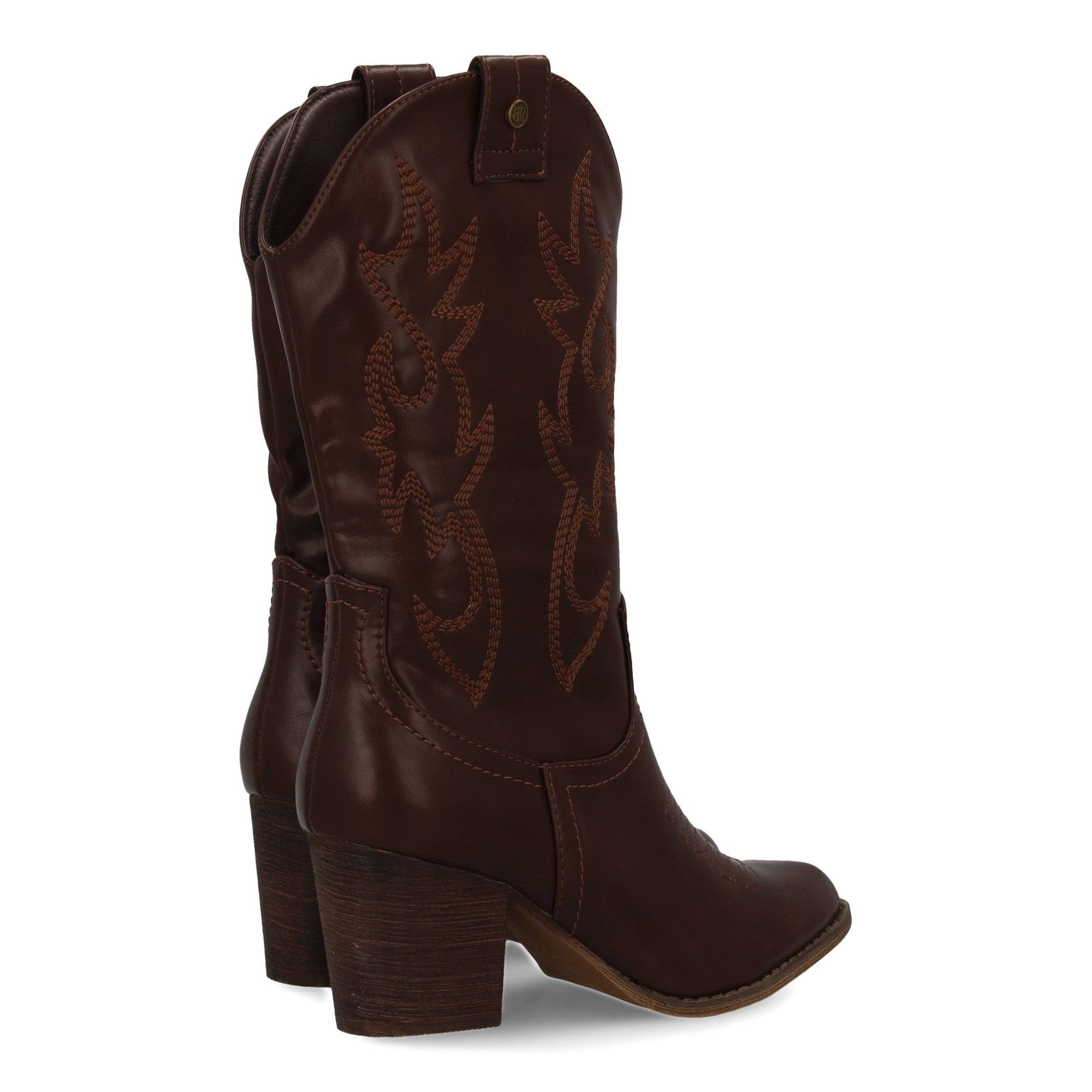 bota estilo western acabado liso bordados decorativos en la caña.