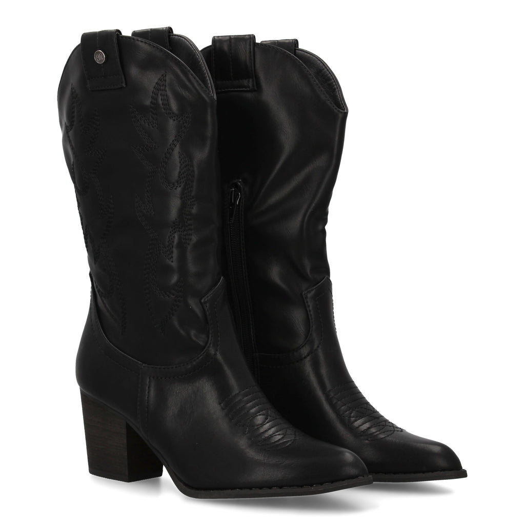 bota estilo western acabado liso bordados decorativos en la caña.