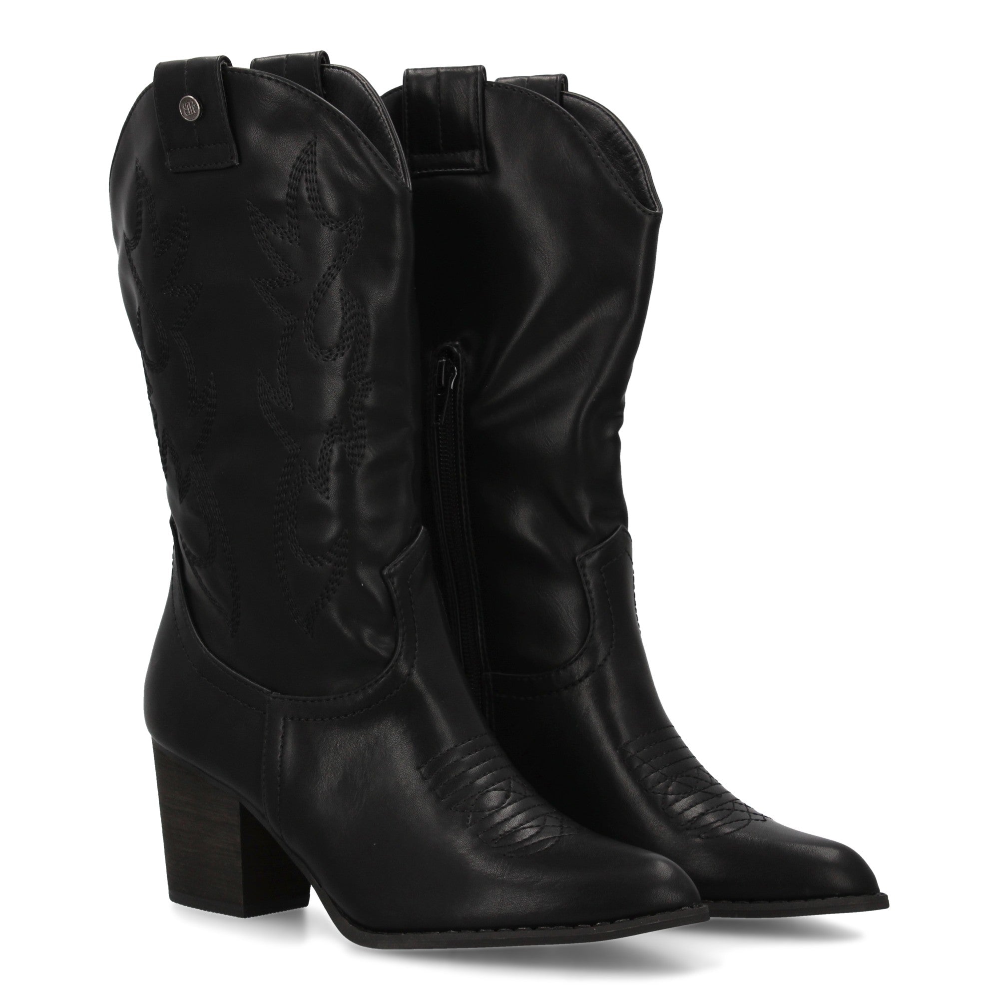 bota estilo western acabado liso bordados decorativos en la caña.