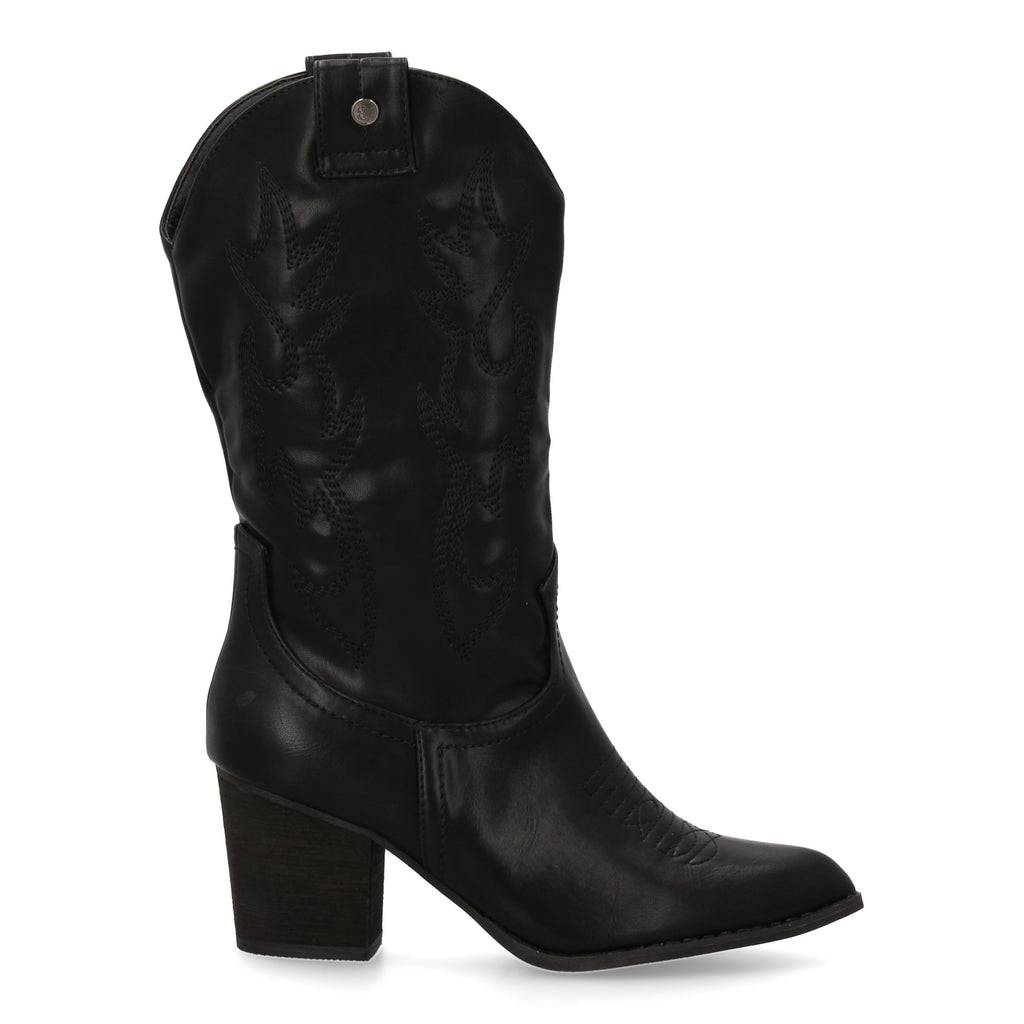 bota estilo western acabado liso bordados decorativos en la caña.