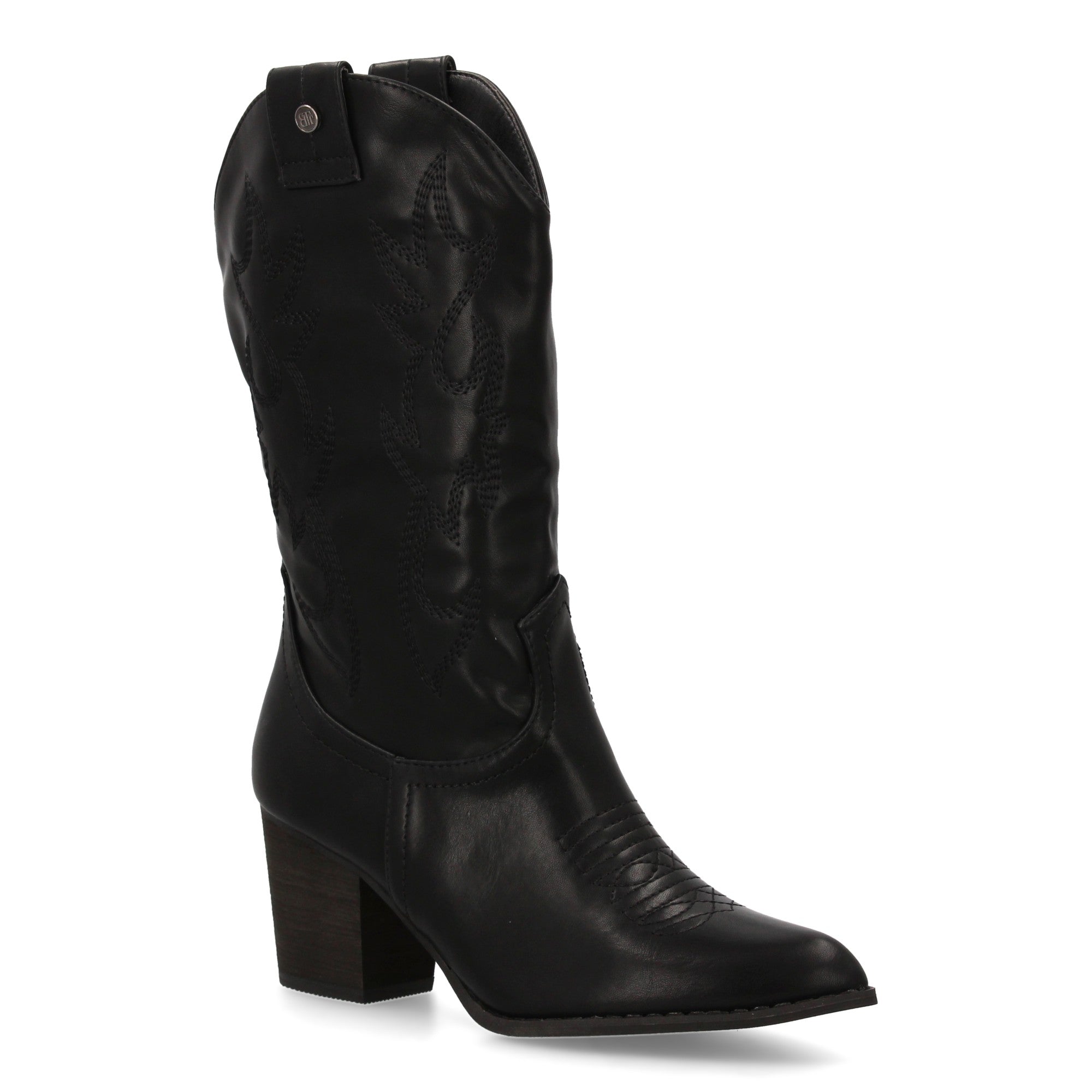bota estilo western acabado liso bordados decorativos en la caña.
