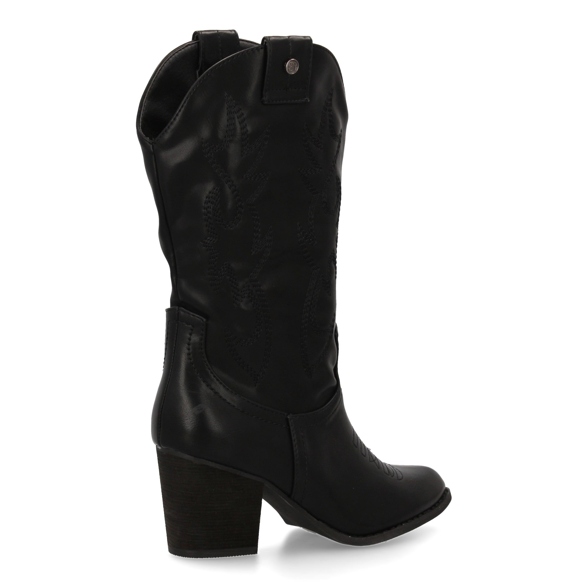bota estilo western acabado liso bordados decorativos en la caña.