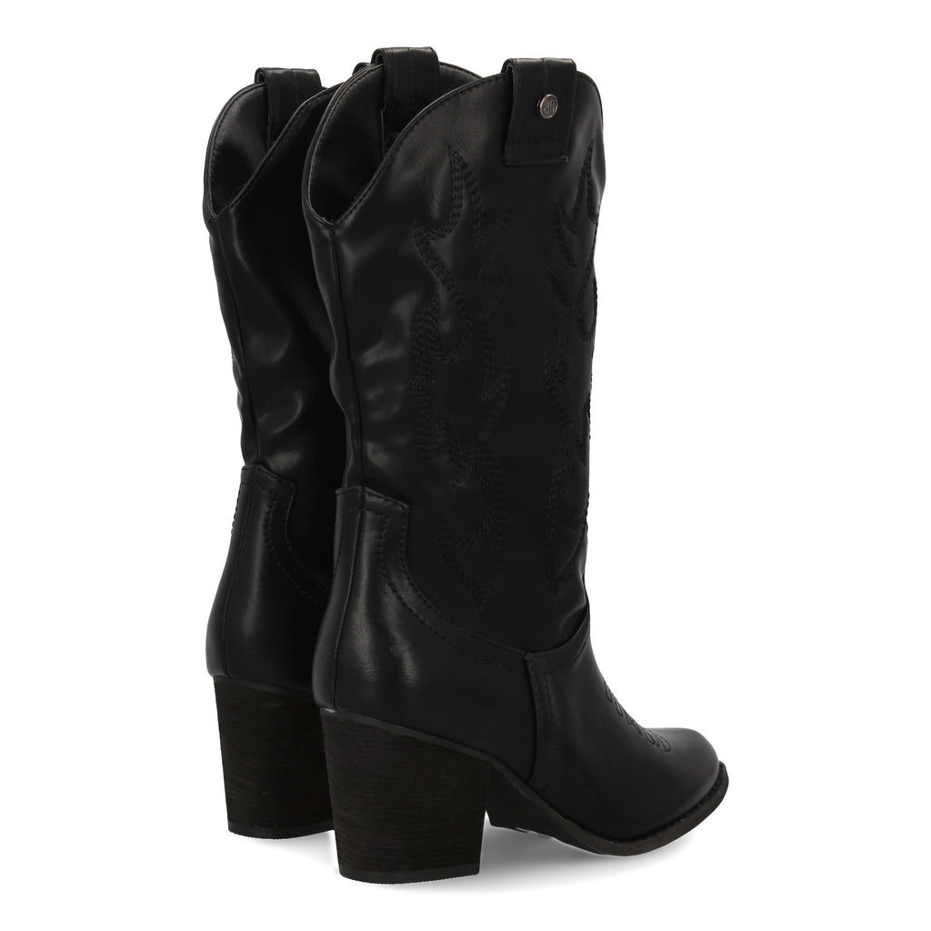 bota estilo western acabado liso bordados decorativos en la caña.