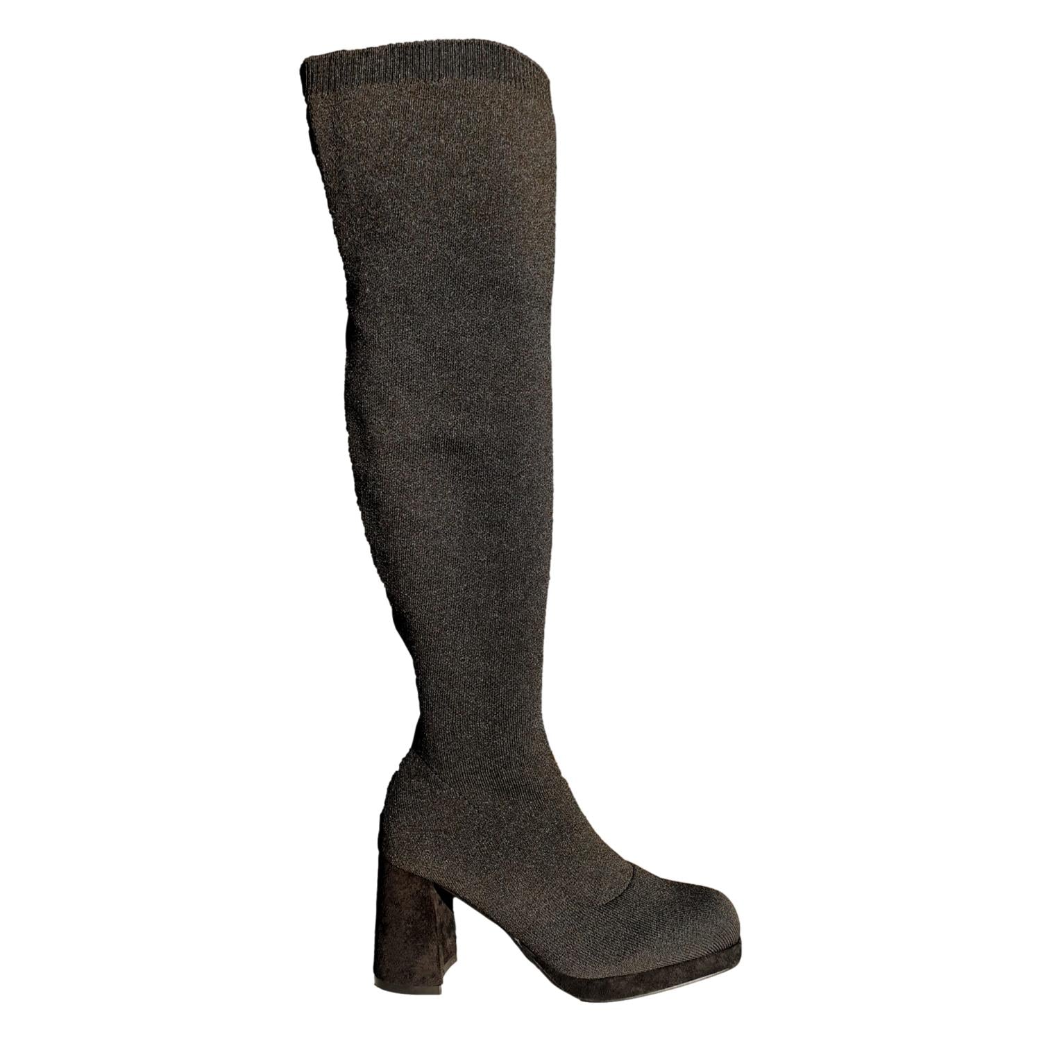 Bota de Tacón para Mujer Cómoda de Material Elástico y Ajustable sin Cremallera