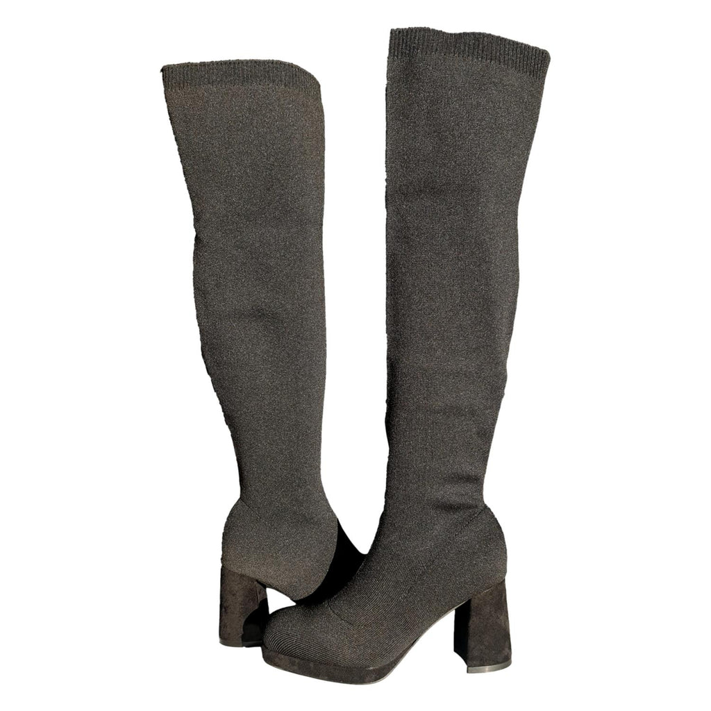 Bota de Tacón para Mujer Cómoda de Material Elástico y Ajustable sin Cremallera