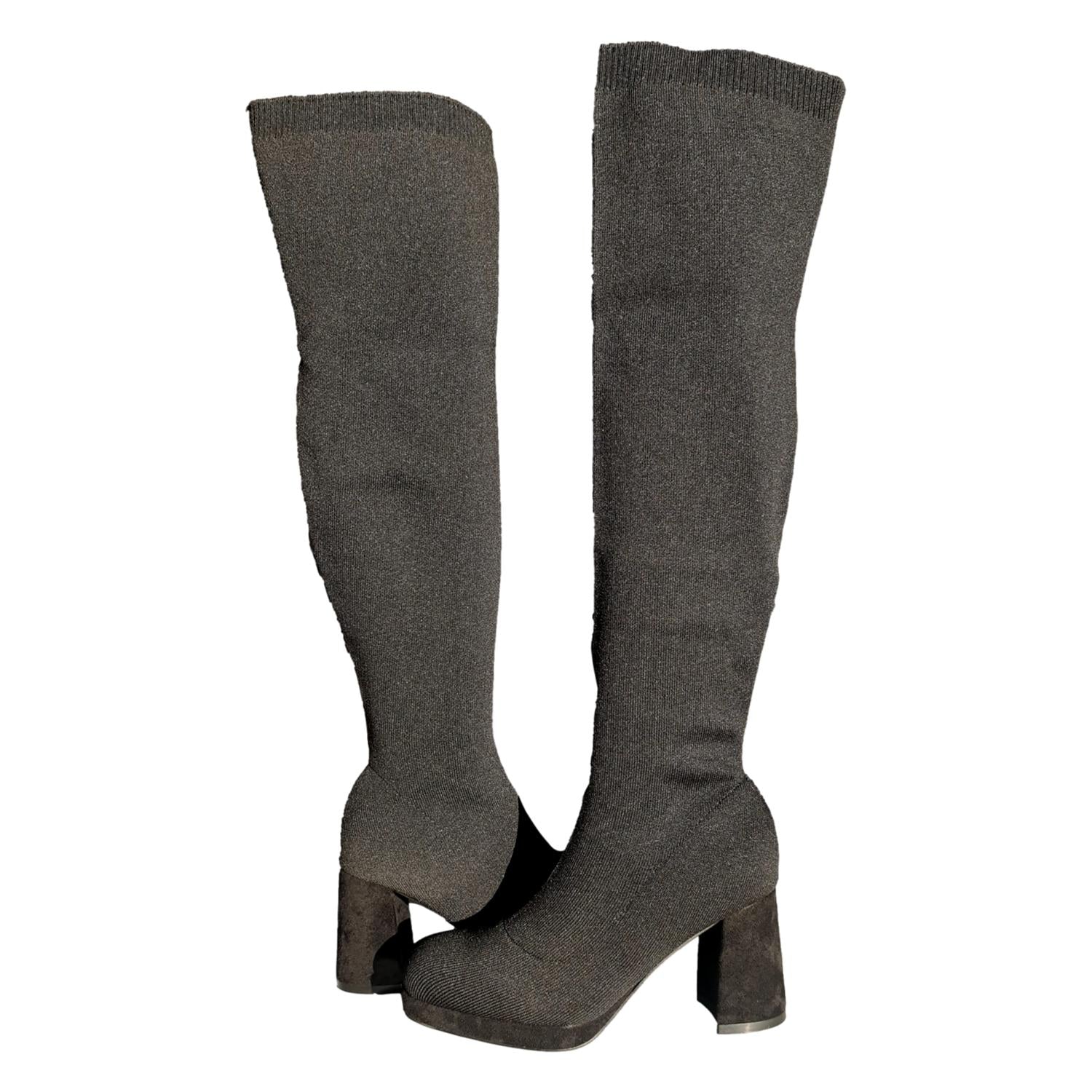 Bota de Tacón para Mujer Cómoda de Material Elástico y Ajustable sin Cremallera