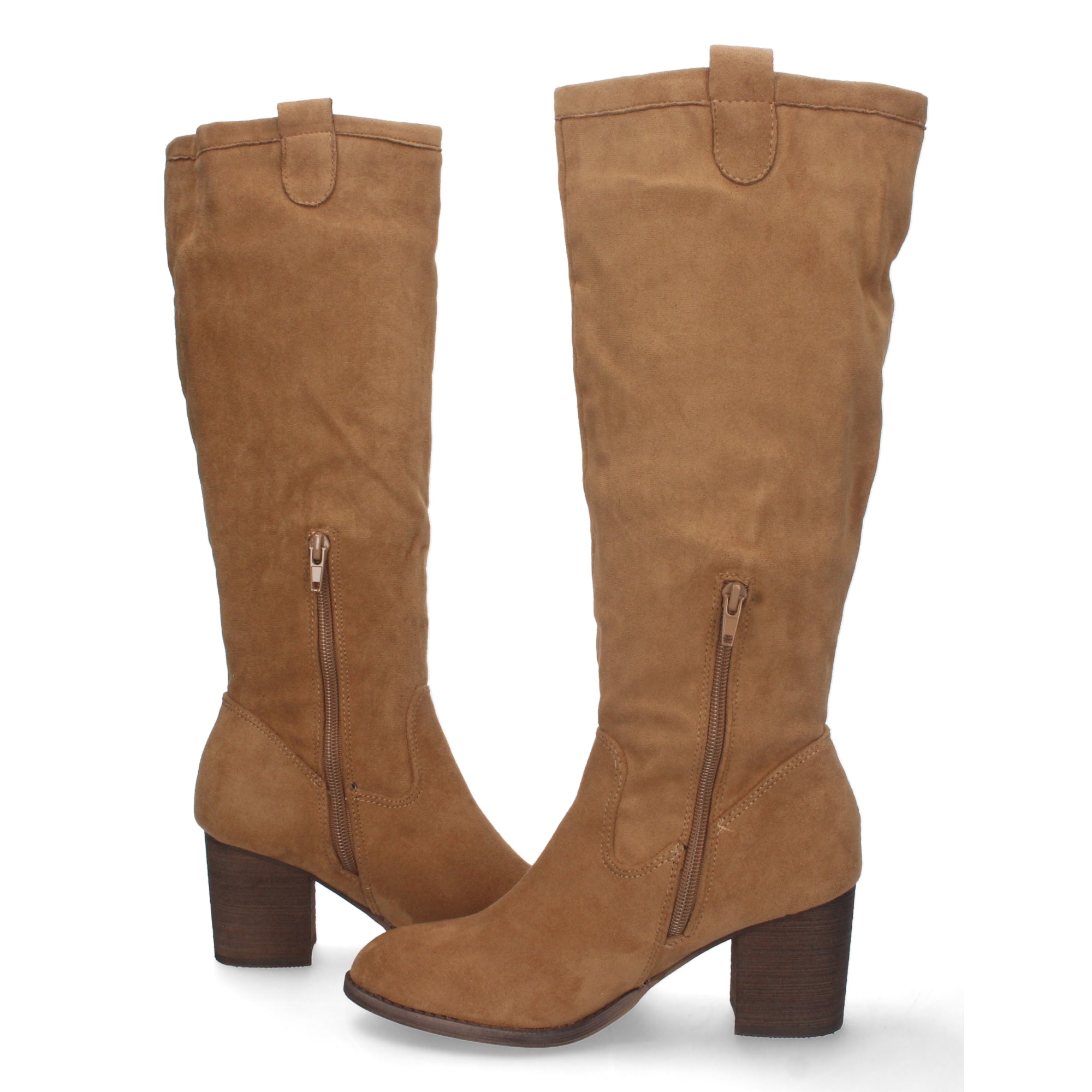 Bota de Tacón para Mujer Estilo Casual con Cremallera y Tira en la Caña
