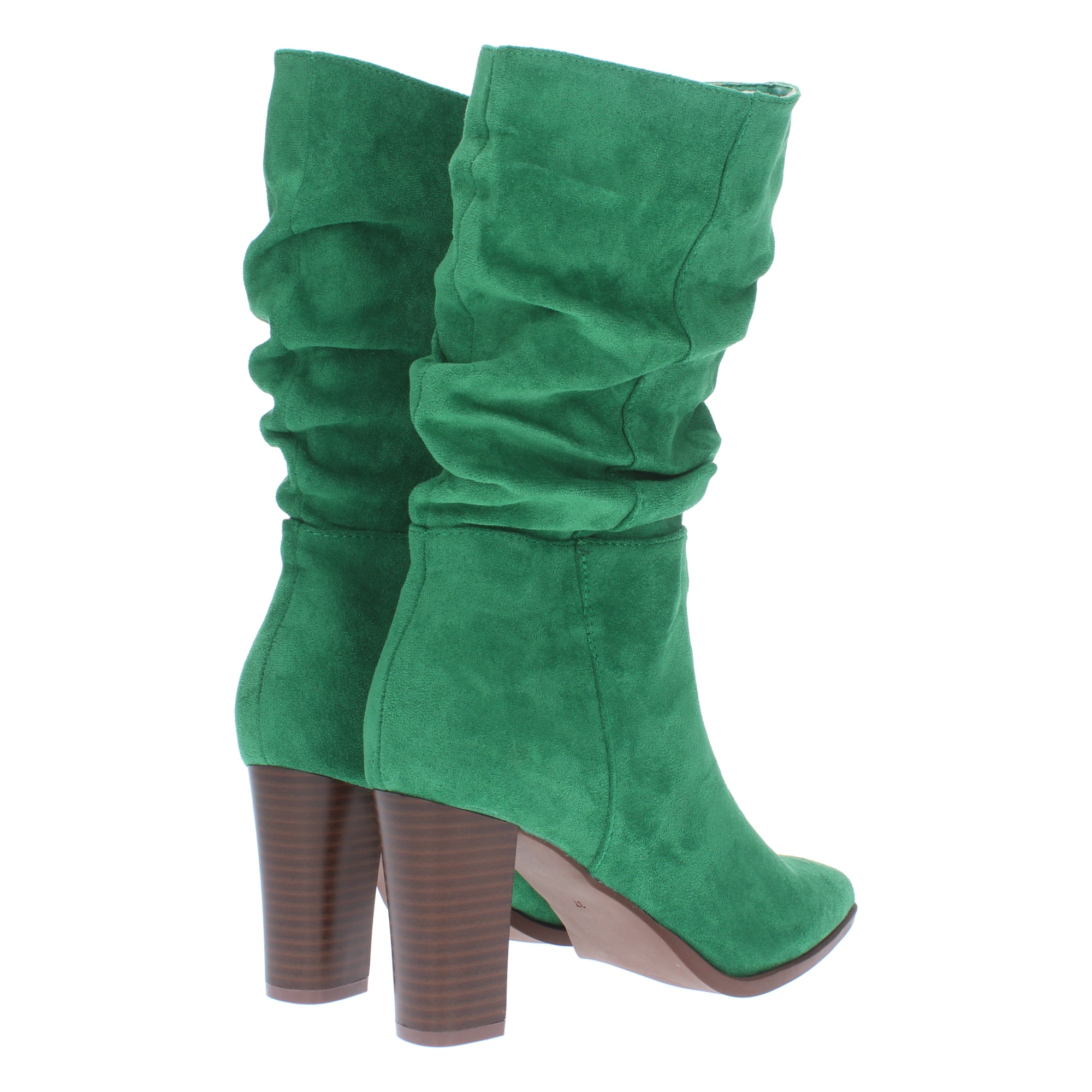 Bota de Tacón para Mujer Estampado Liso Caña Arrugada