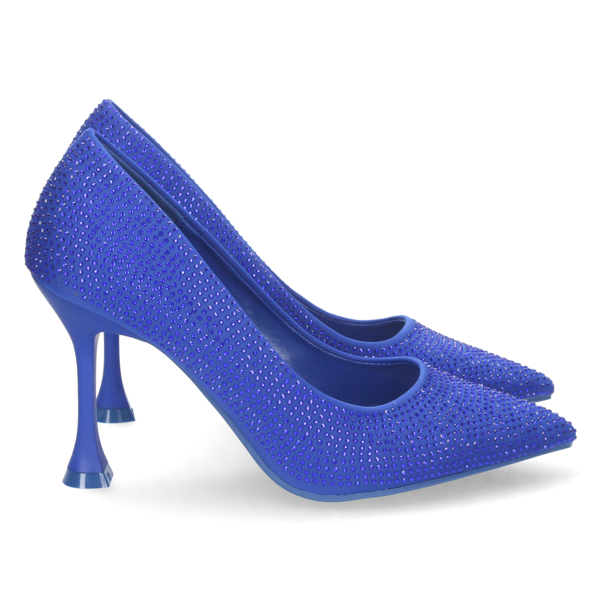 Zapato Azul de Salon y Strass con Tacón de Aguja Para Mujer
