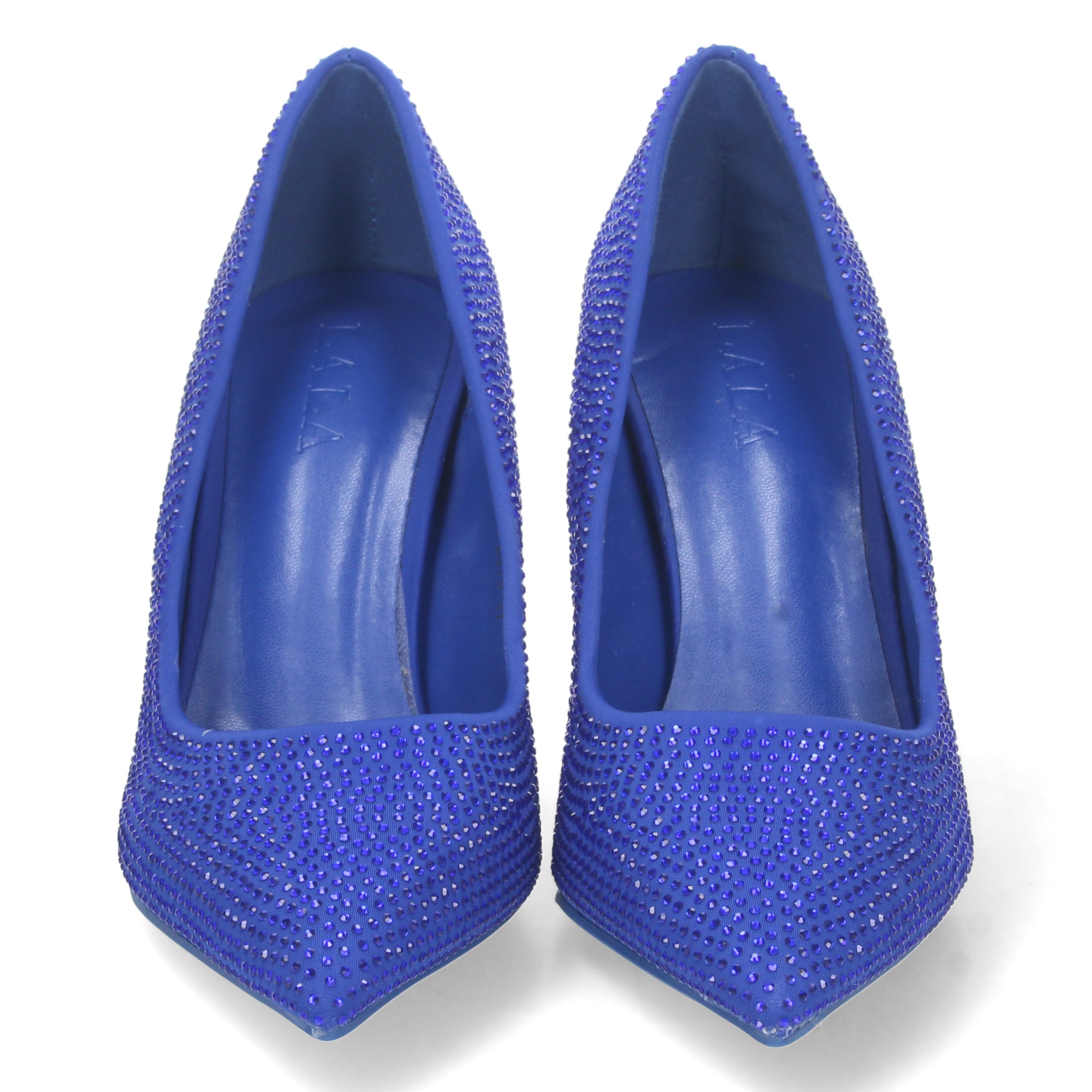 Zapato Azul de Salon y Strass con Tacón de Aguja Para Mujer
