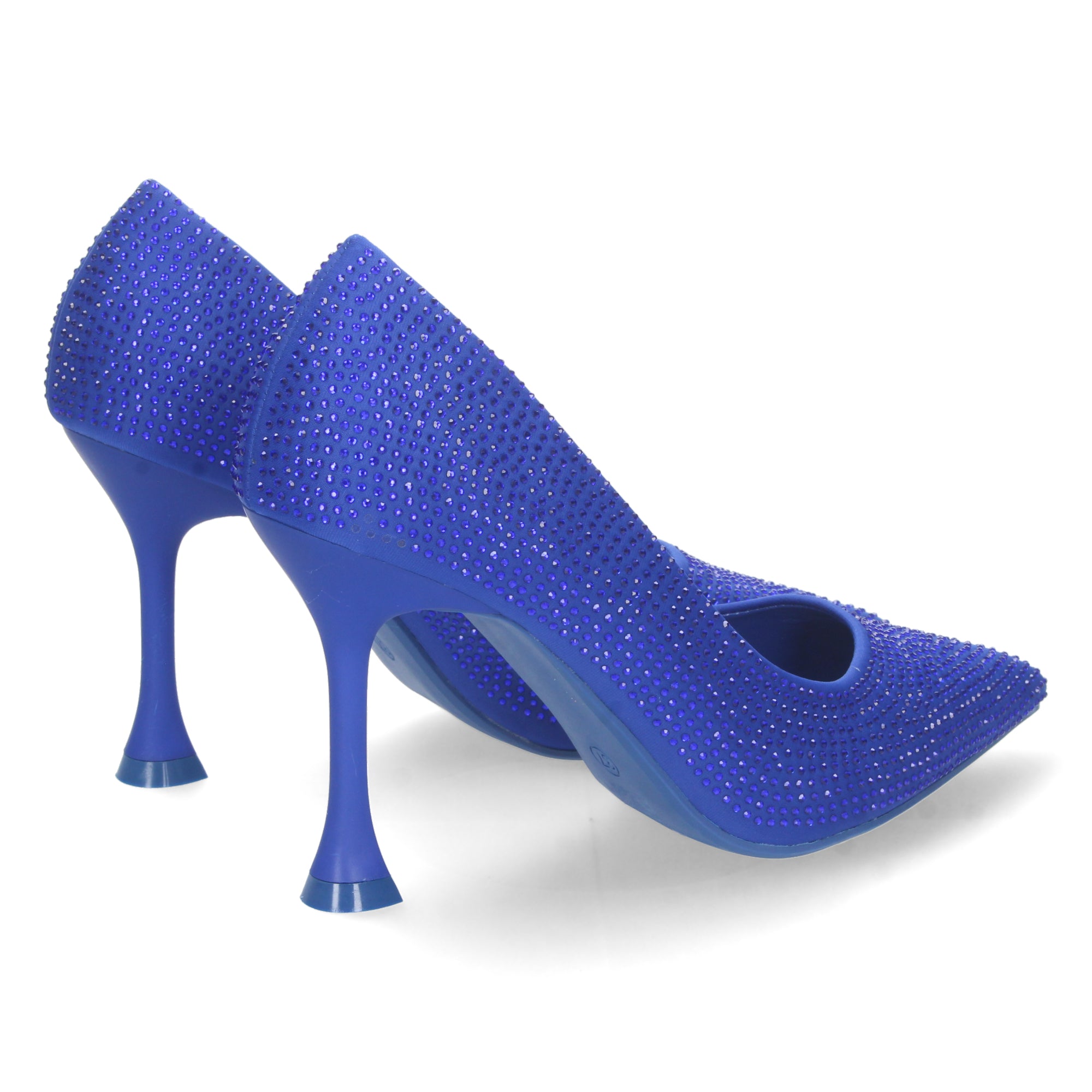 Zapato Azul de Salon y Strass con Tacón de Aguja Para Mujer
