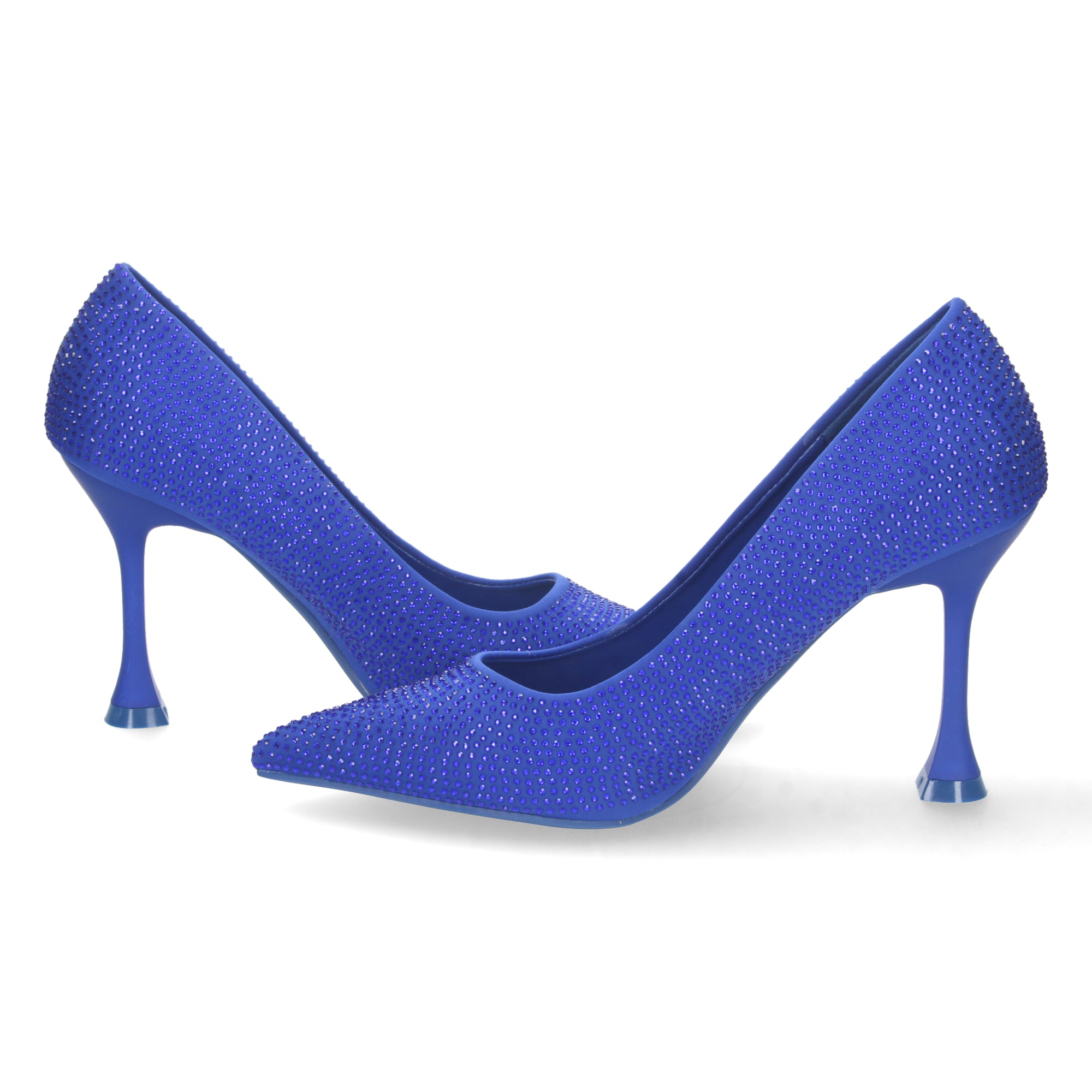 Zapato Azul de Salon y Strass con Tacón de Aguja Para Mujer