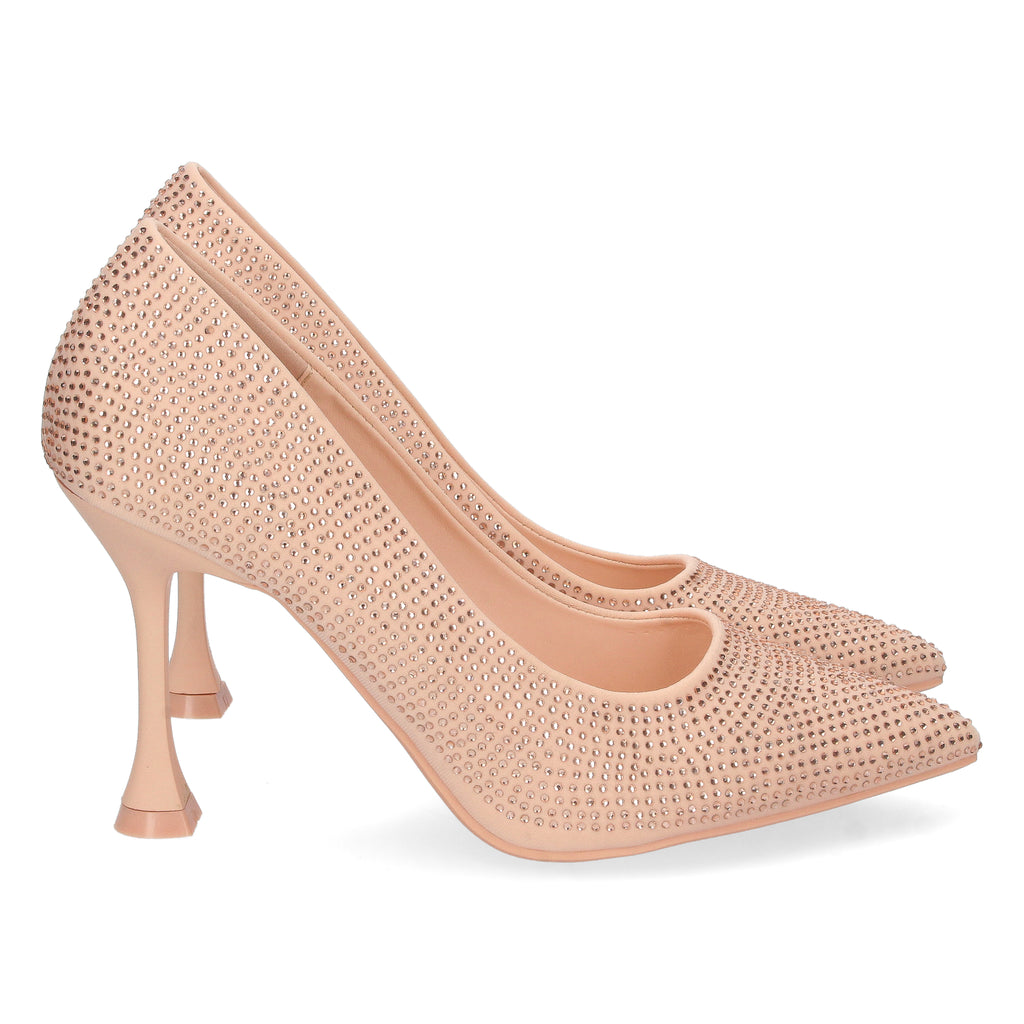 Zapato Champan de Salon y Strass con Tacón de Aguja Para Mujer