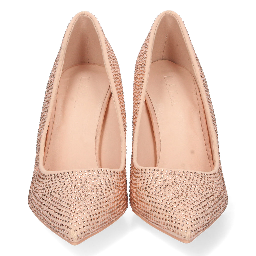 Zapato Champan de Salon y Strass con Tacón de Aguja Para Mujer
