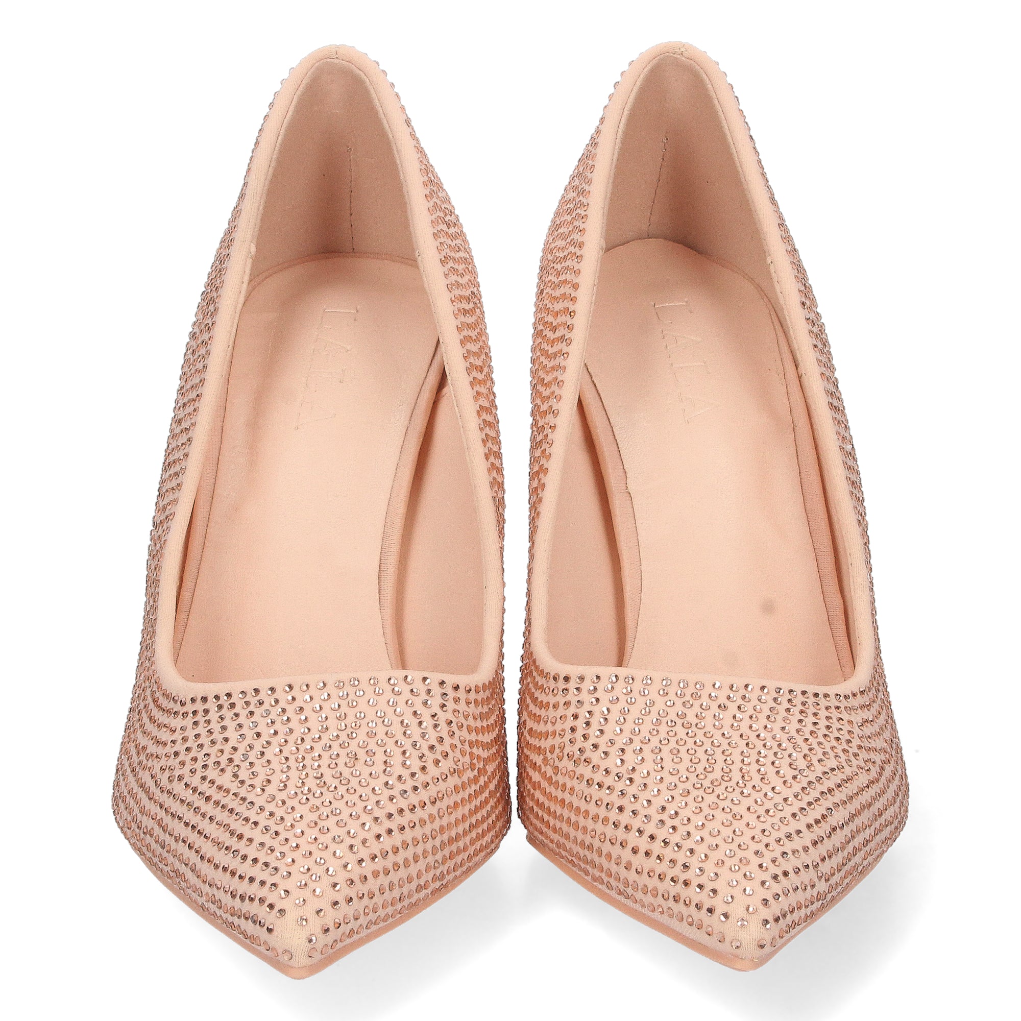 Zapato Champan de Salon y Strass con Tacón de Aguja Para Mujer
