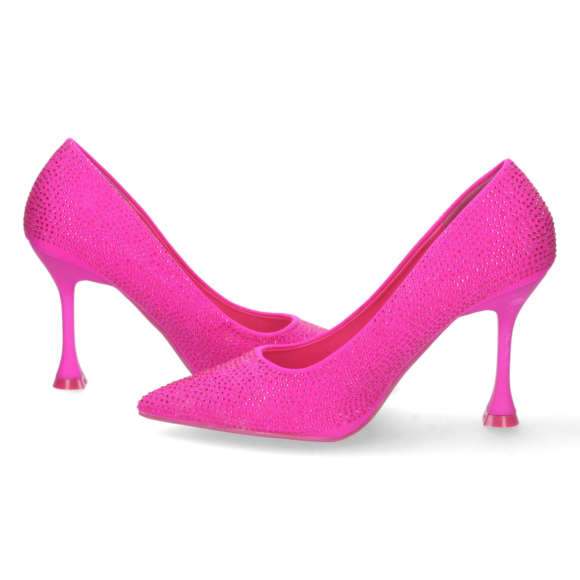 Zapato Fucsia de Salon y Strass con Tacón de Aguja Para Mujer