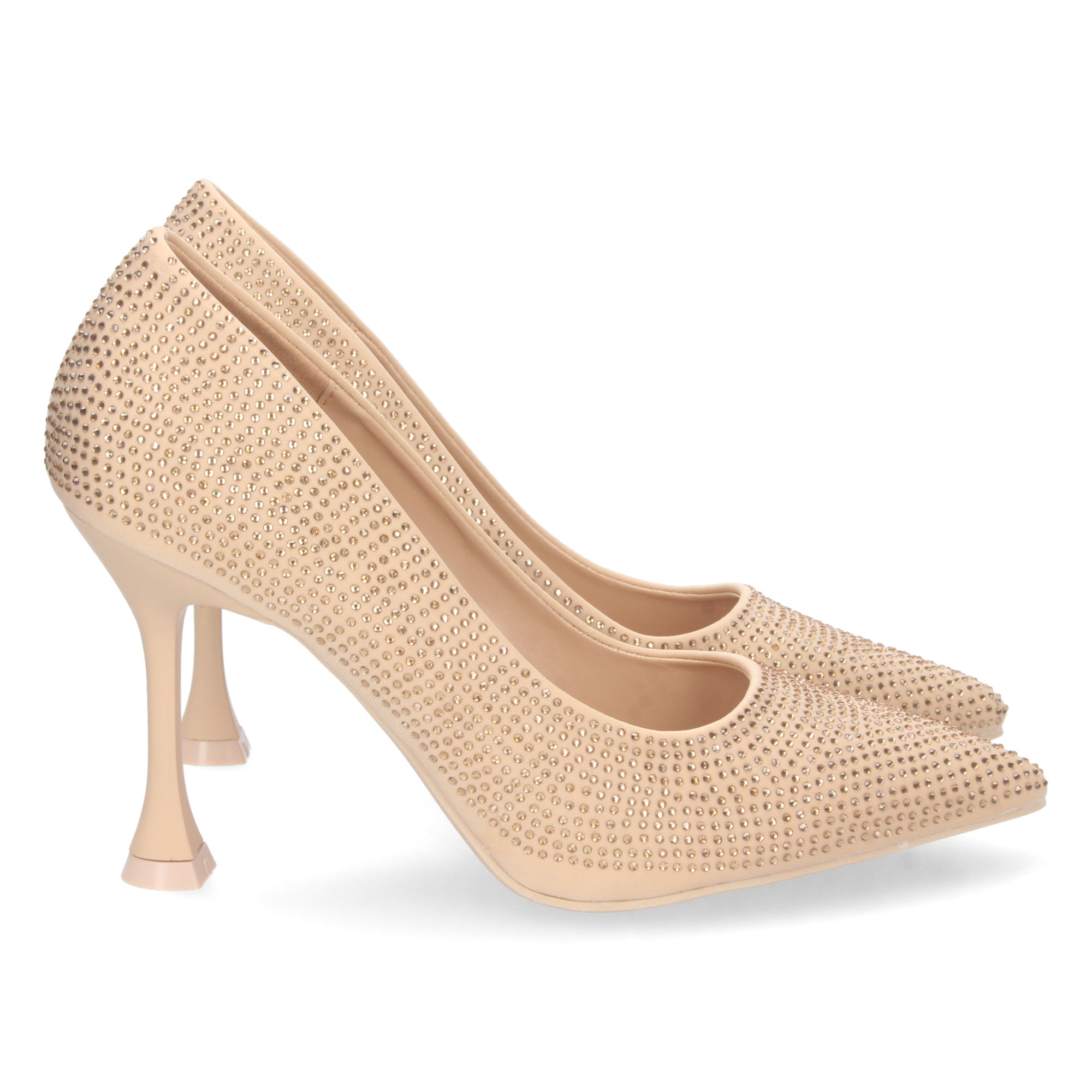 Zapato Dorado de Salon y Strass con Tacón de Aguja Para Mujer
