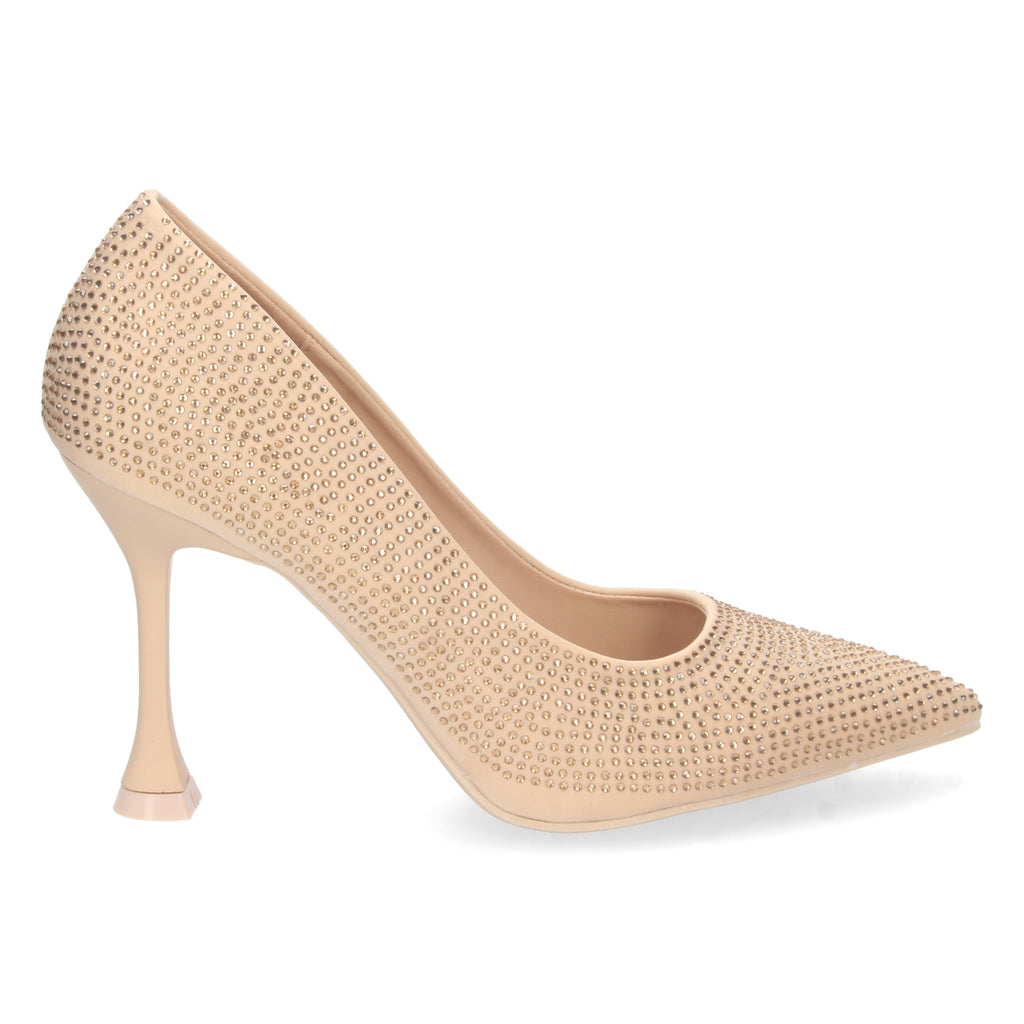Zapato Dorado de Salon y Strass con Tacón de Aguja Para Mujer