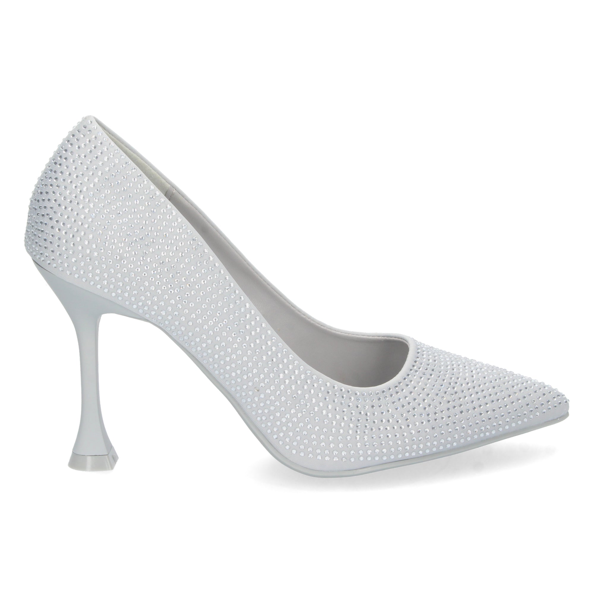 Zapato Plateado de Salon y Strass con Tacón de Aguja Para Mujer