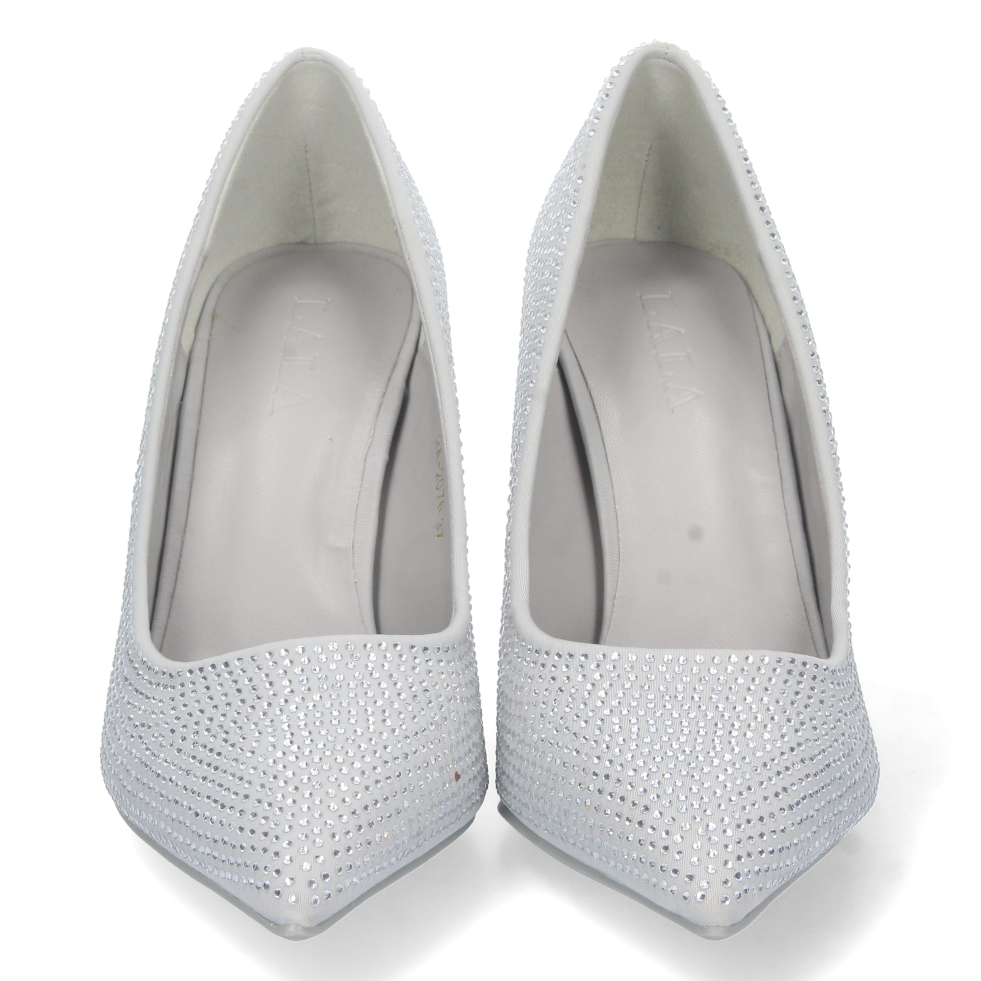 Zapato Plateado de Salon y Strass con Tacón de Aguja Para Mujer