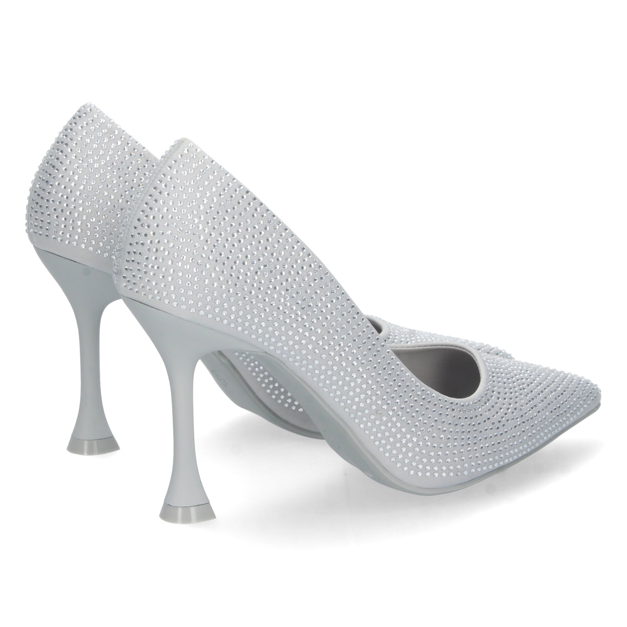 Zapato Plateado de Salon y Strass con Tacón de Aguja Para Mujer
