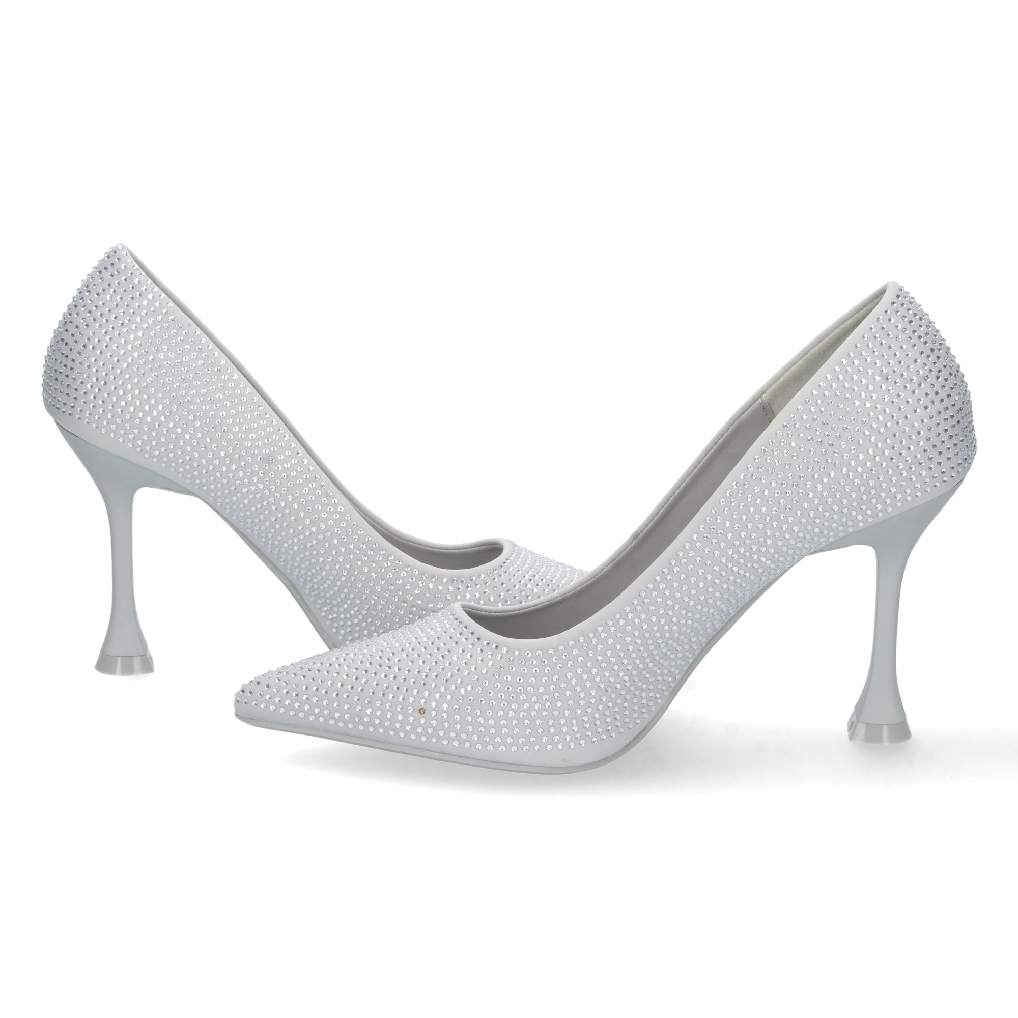 Zapato Plateado de Salon y Strass con Tacón de Aguja Para Mujer