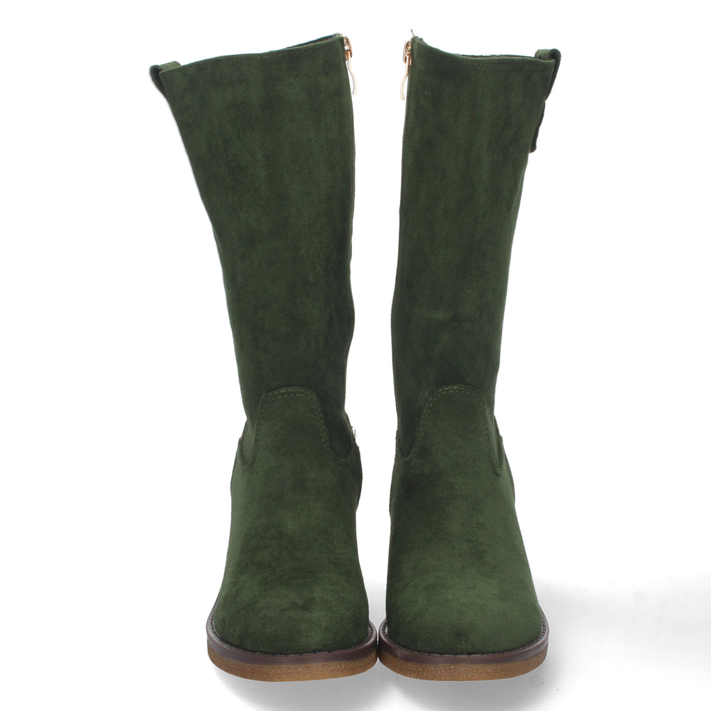 Bota de Tacón para Mujer con Estampado Liso y Tachuelas