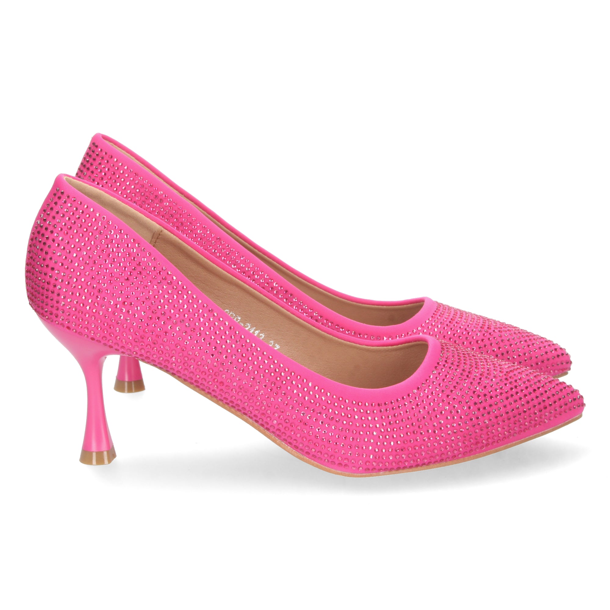 Zapato Fucsia de Salon y Strass con Tacón de Aguja Para Mujer