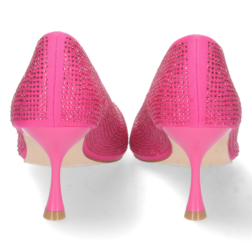 Zapato Fucsia de Salon y Strass con Tacón de Aguja Para Mujer