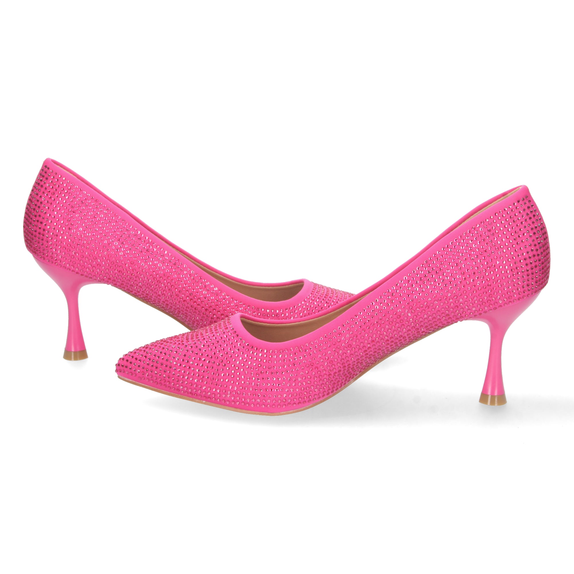 Zapato Fucsia de Salon y Strass con Tacón de Aguja Para Mujer