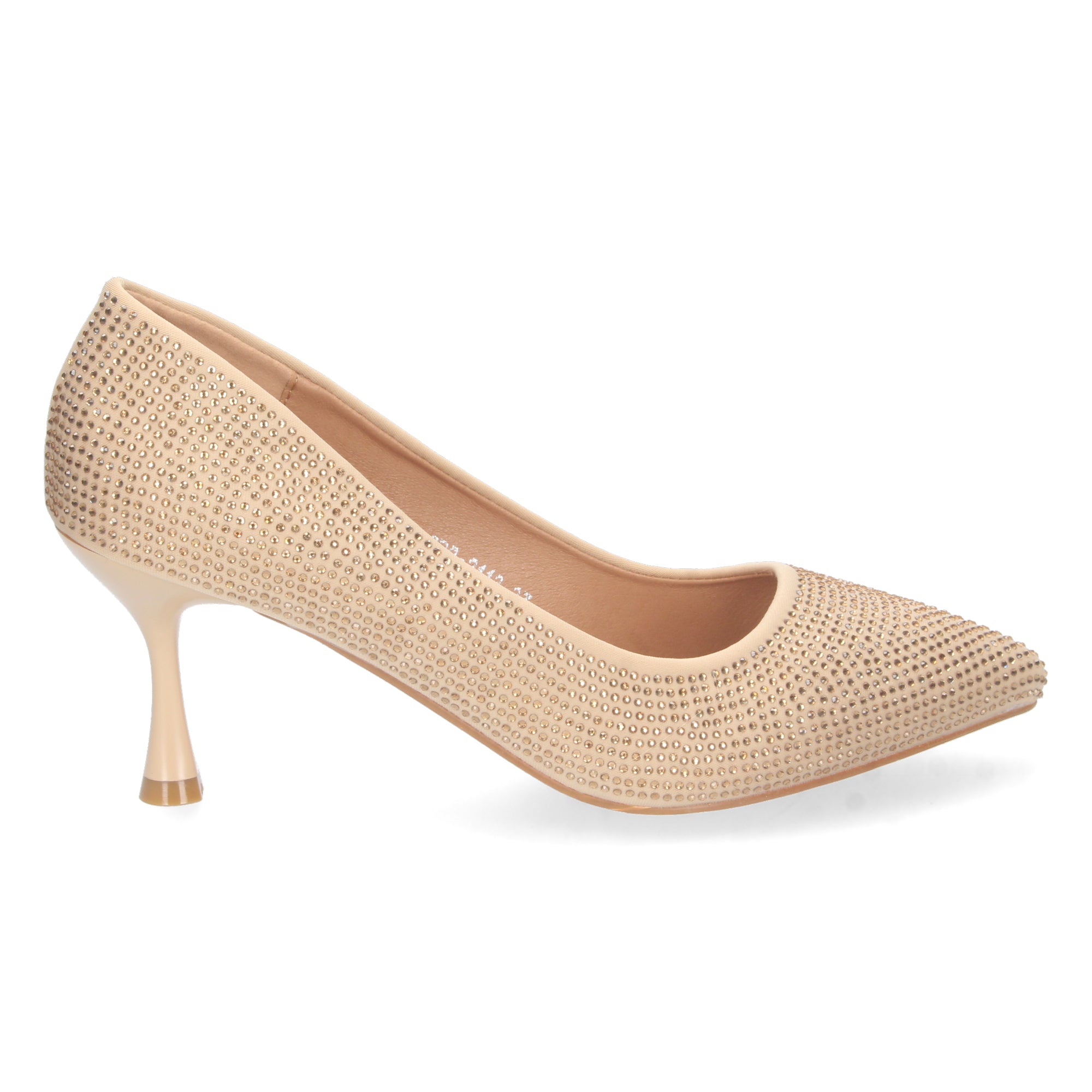 Zapato Dorado de Salon y Strass con Tacón de Aguja Para Mujer